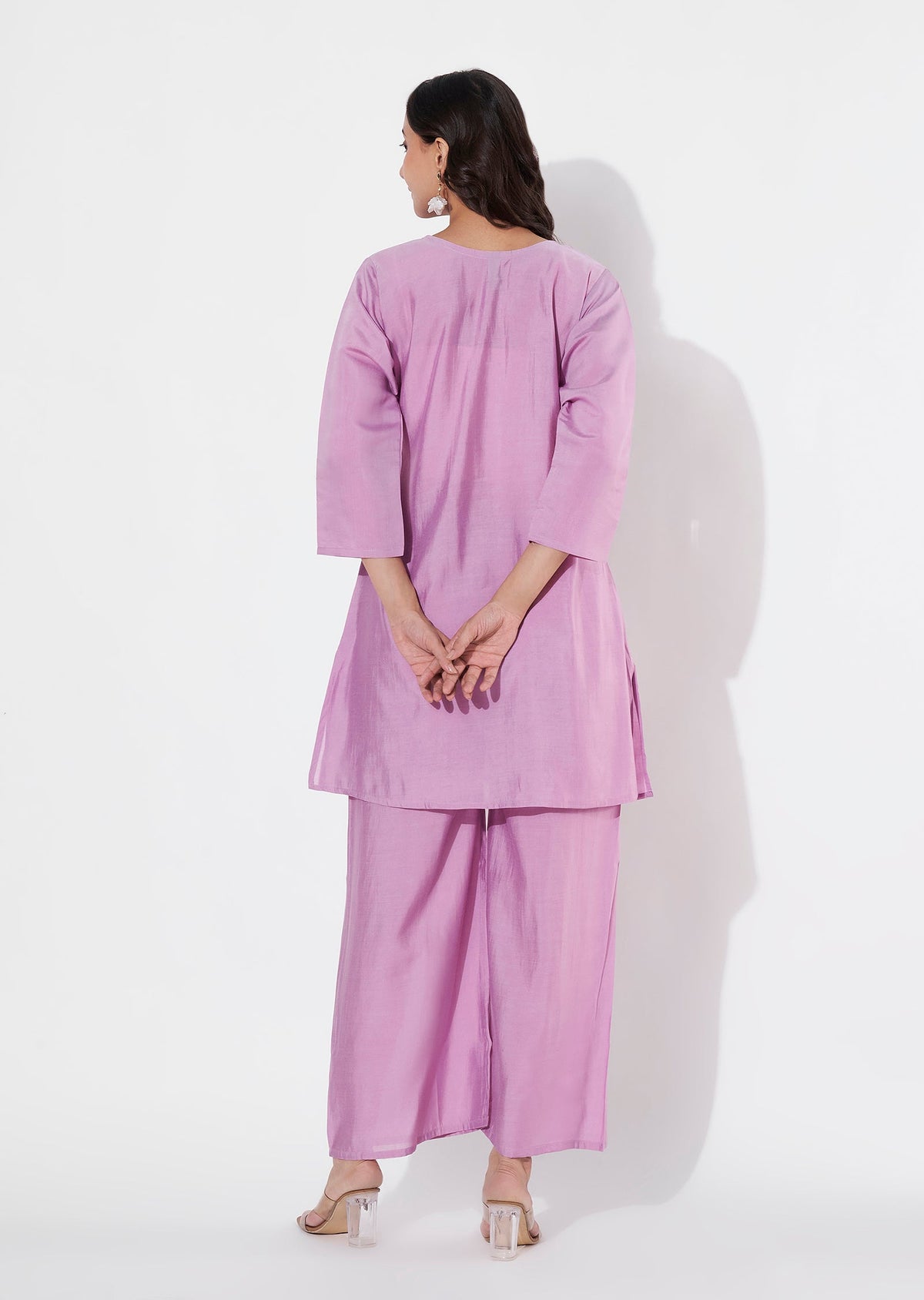 Lavender Russian Silk Straight cut Kurti set