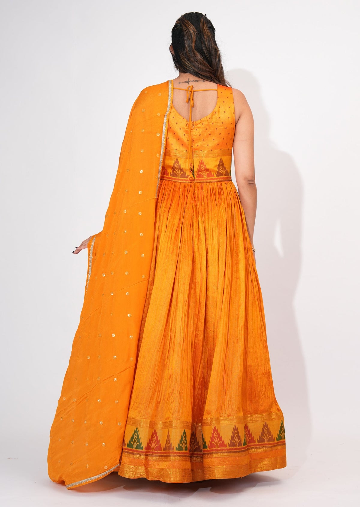 Orange Silk Anarkali Suit