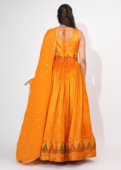 Orange Silk Anarkali Suit