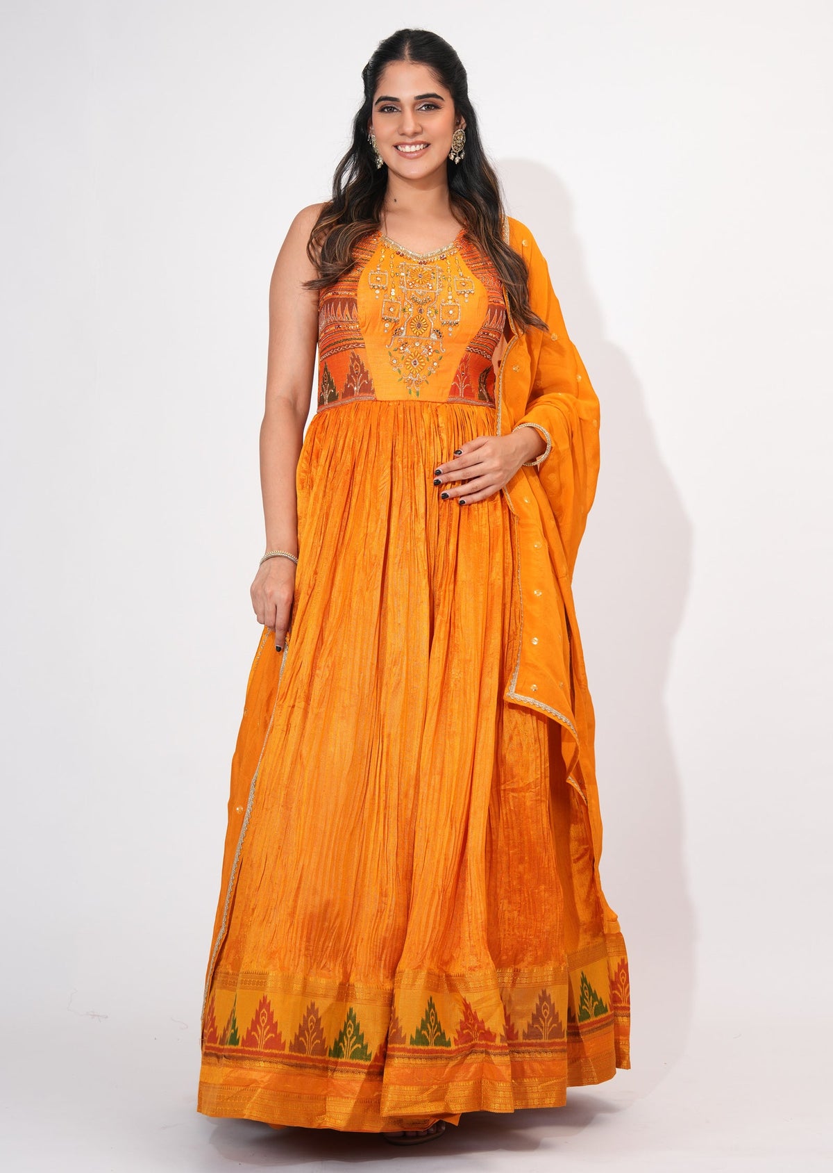 Orange Silk Anarkali Suit