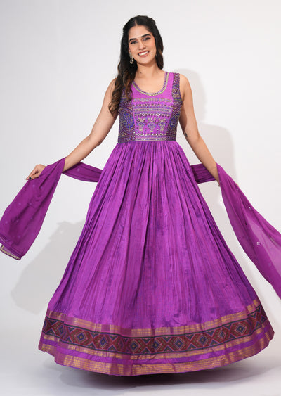Purple Silk Anarkali Suit