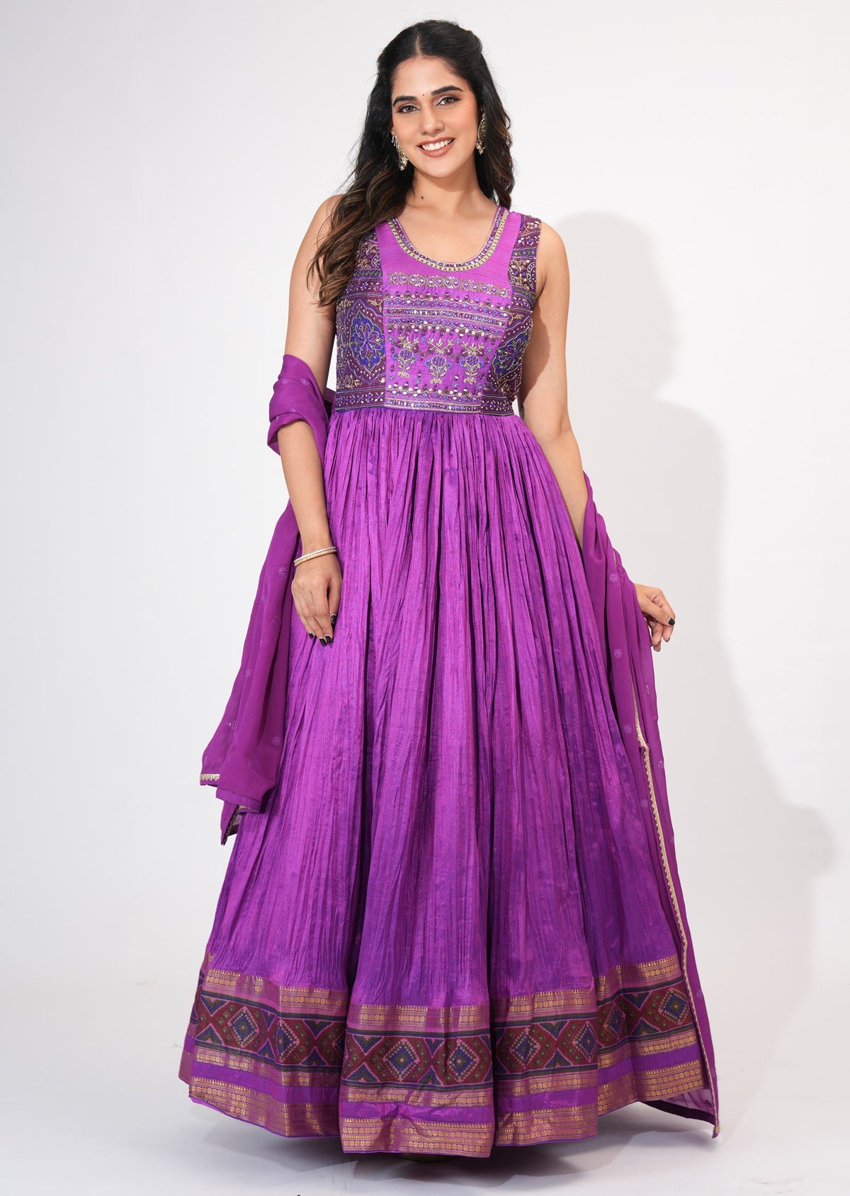 Purple Silk Anarkali Suit