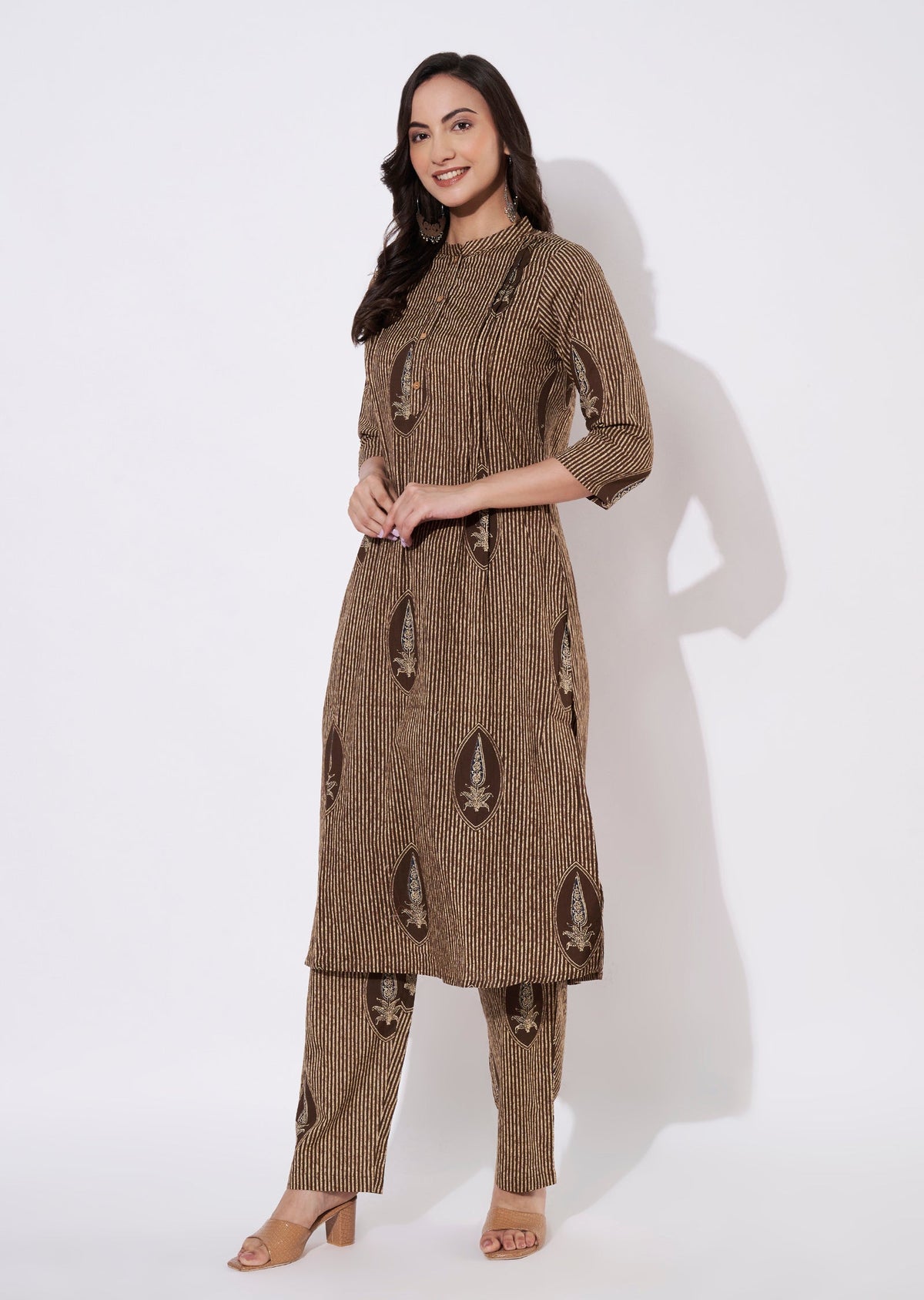 Brown Cotton Kurti set