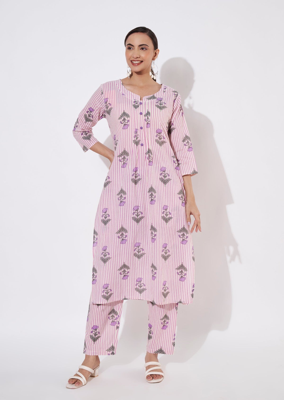 Pink Cotton Kurti set