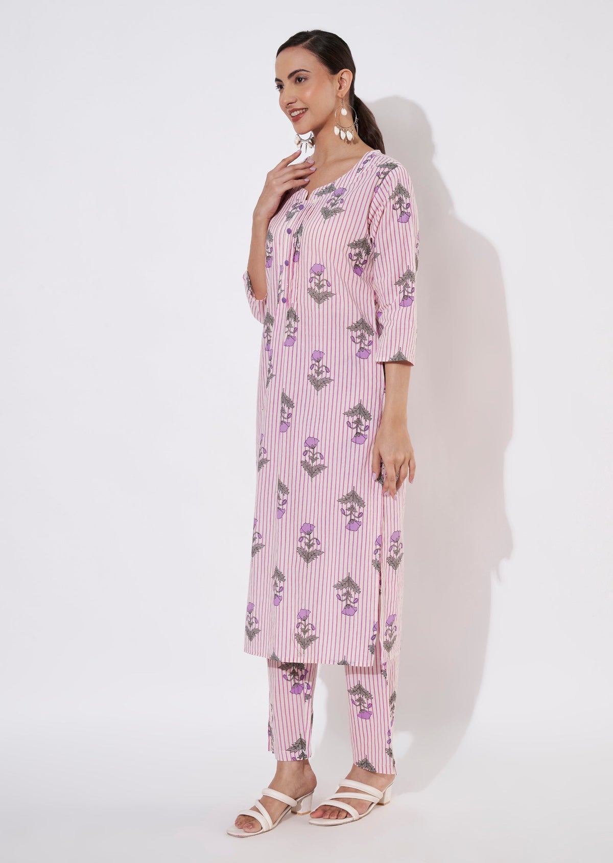 Pink Cotton Kurti set