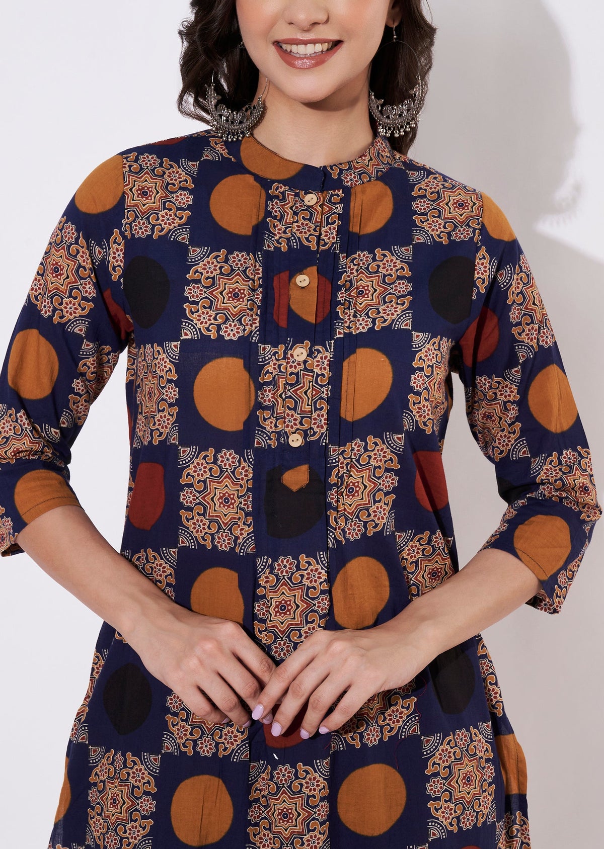 Navy Blue Cotton Kurti set