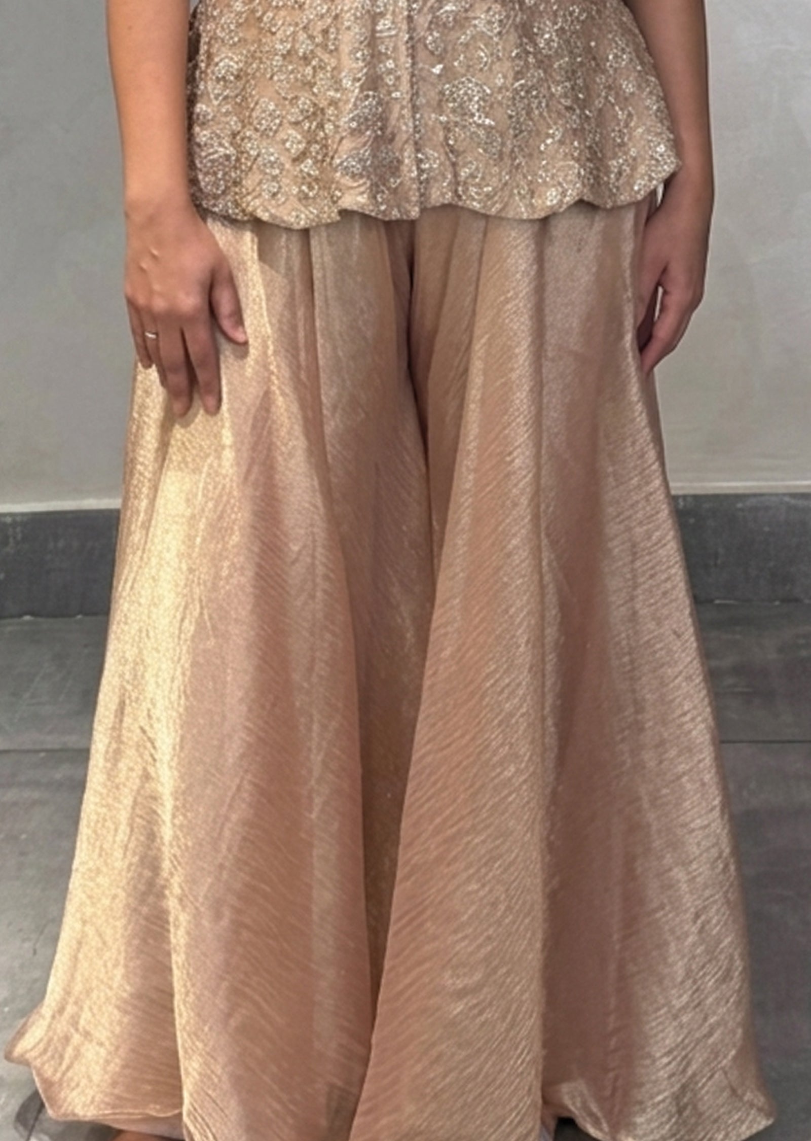 Light Peach Tissue Sharara Set.