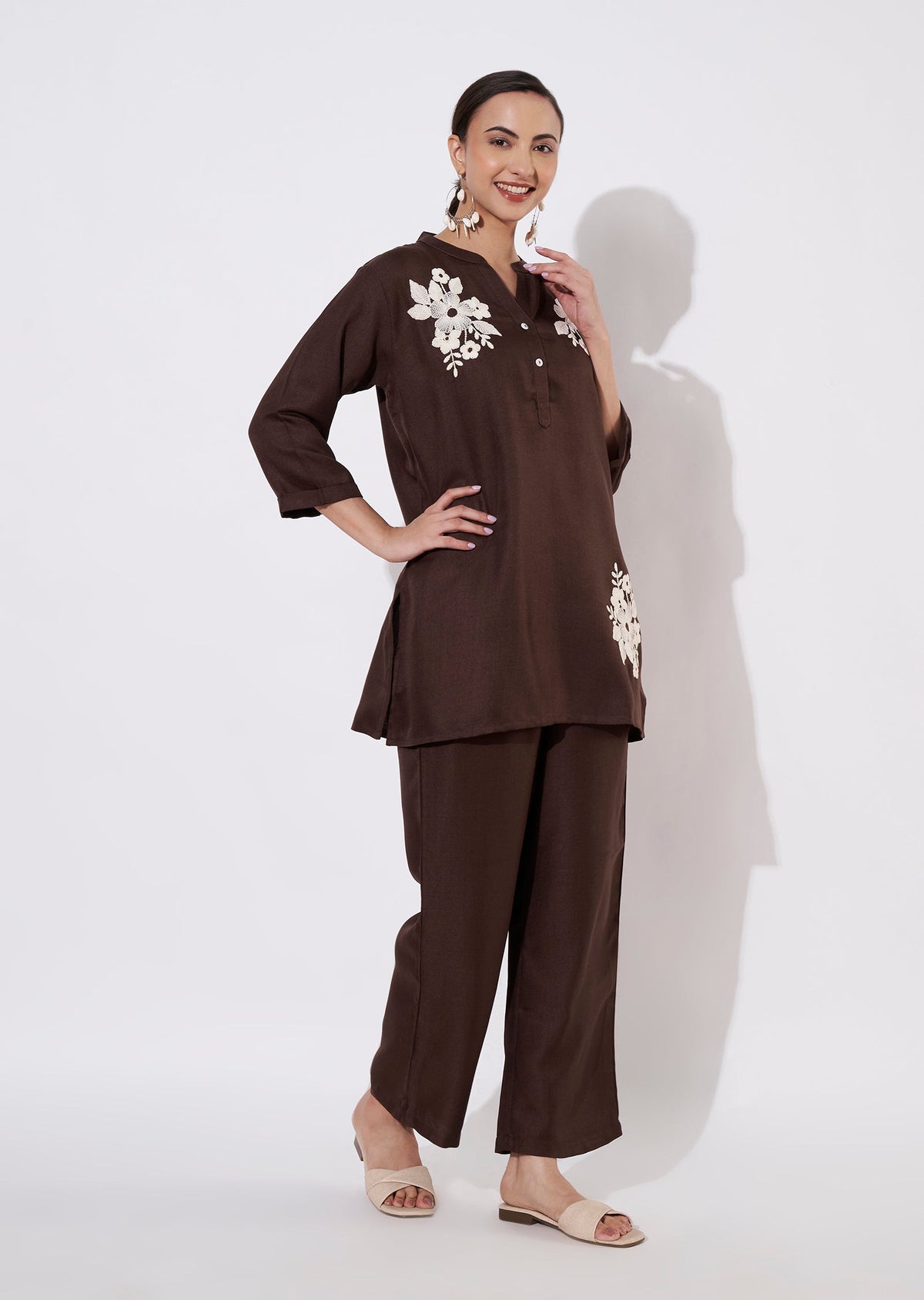 Brown Polynesian Short Kurti set
