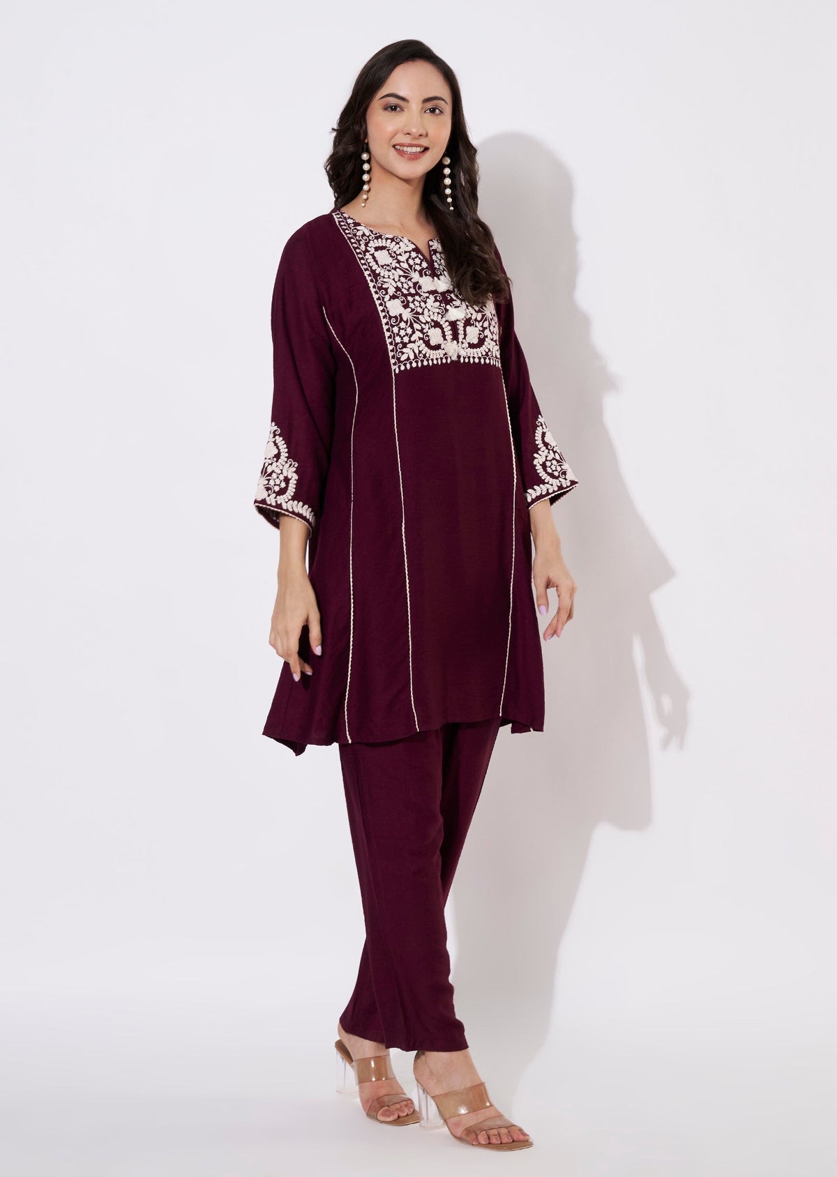 Wine Gold Short Kurti set