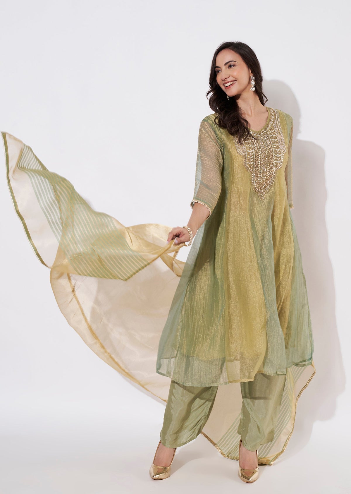 Pista Green Salsa Anarkali suit