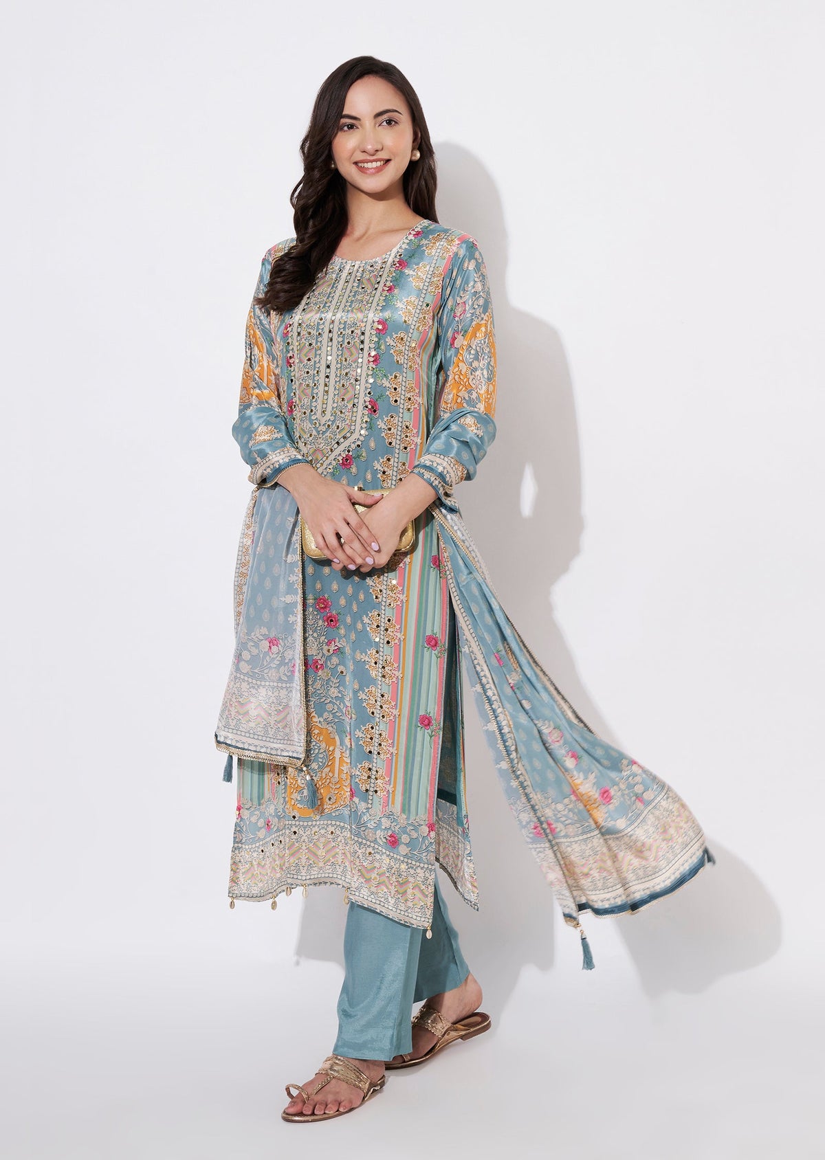 Dusty Green Muslin Straight cut suit