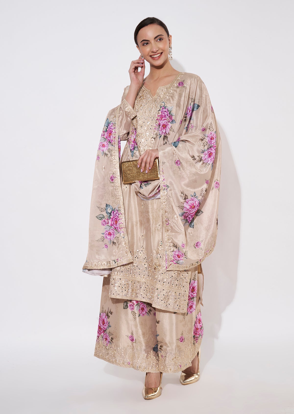 Dark Beige Chinnon Straight cut suit