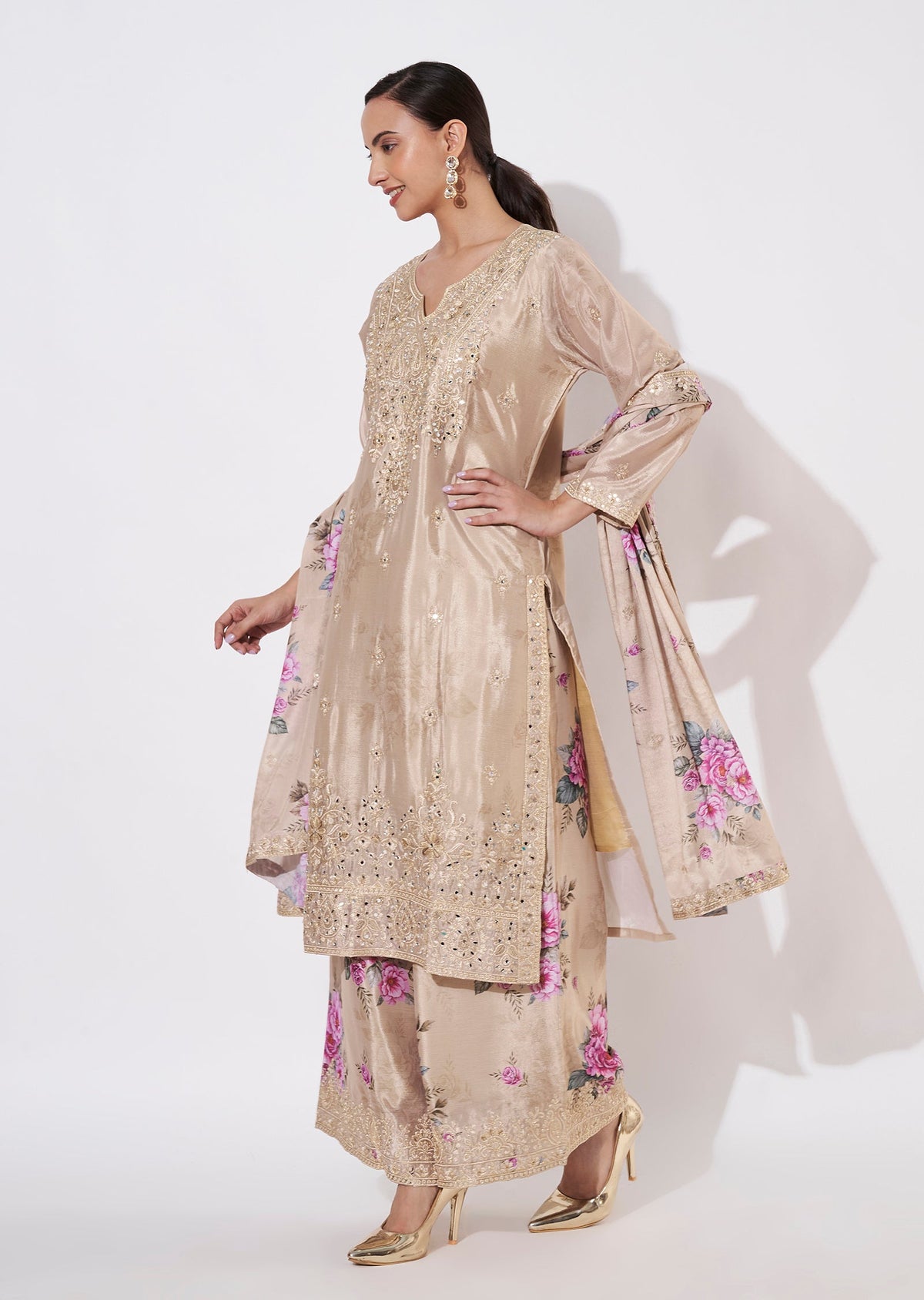 Dark Beige Chinnon Straight cut suit