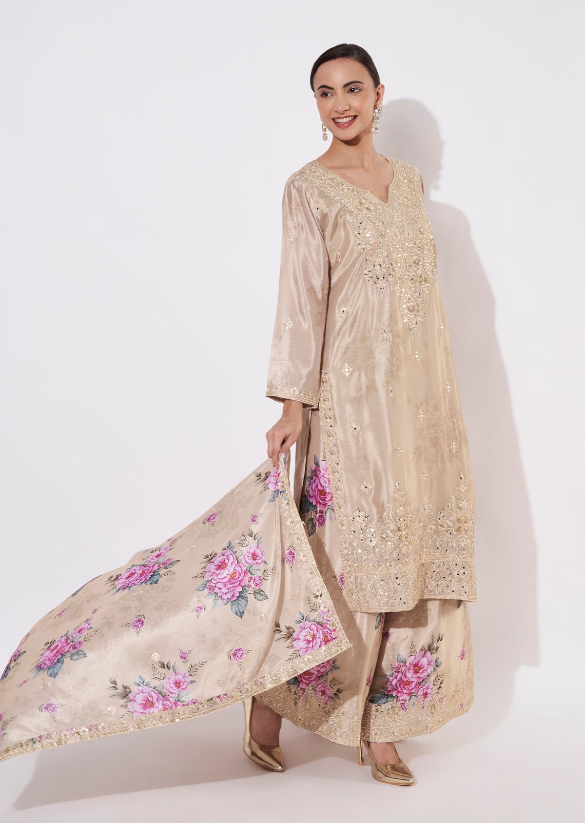 Dark Beige Chinnon Straight cut suit