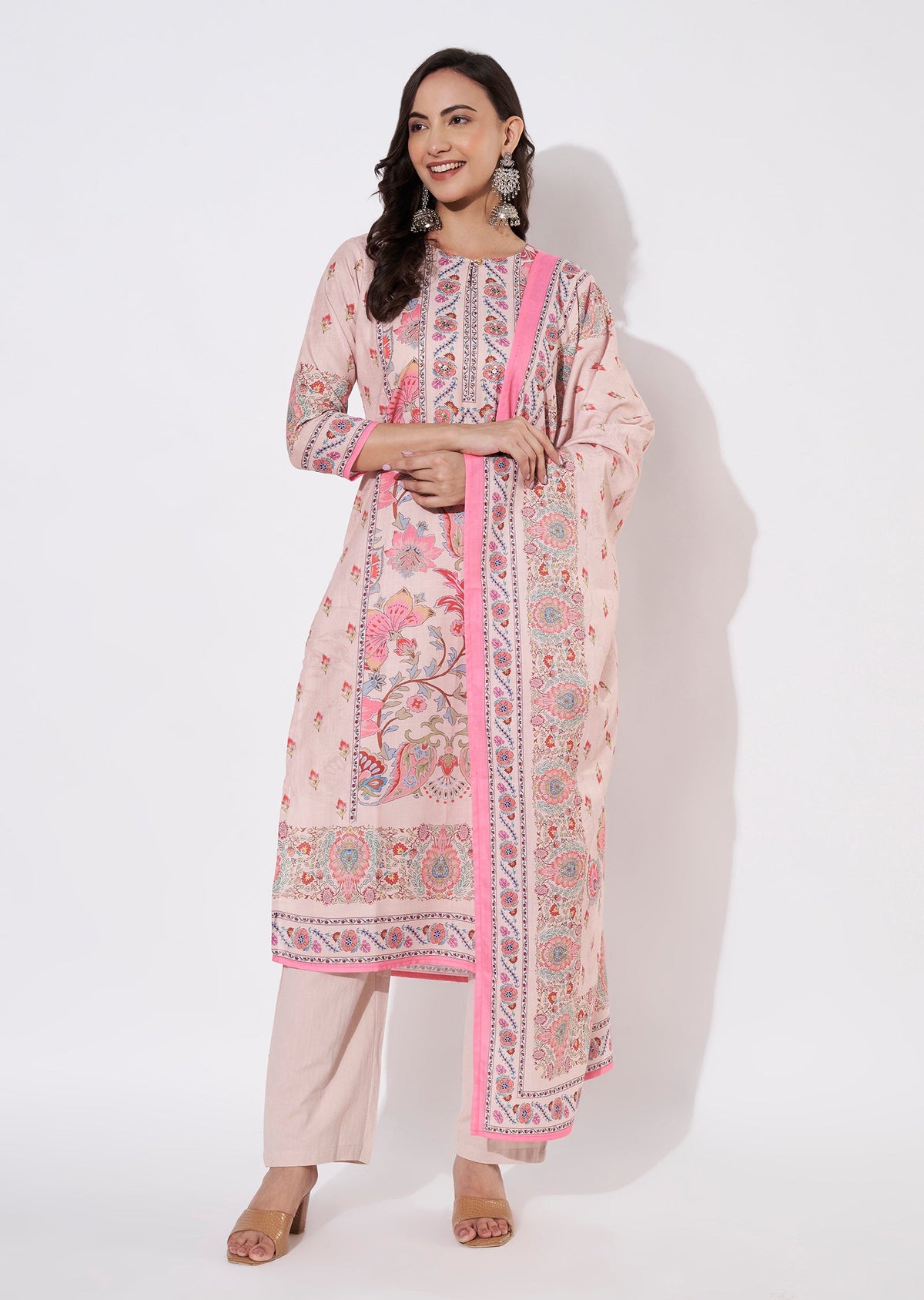 Dusty Peach Cotton Straight cut suit