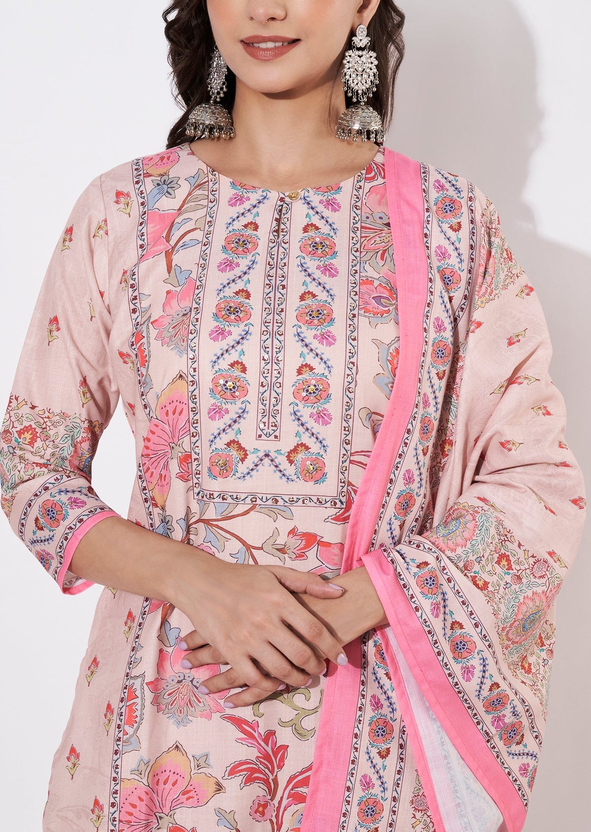 Dusty Peach Cotton Straight cut suit