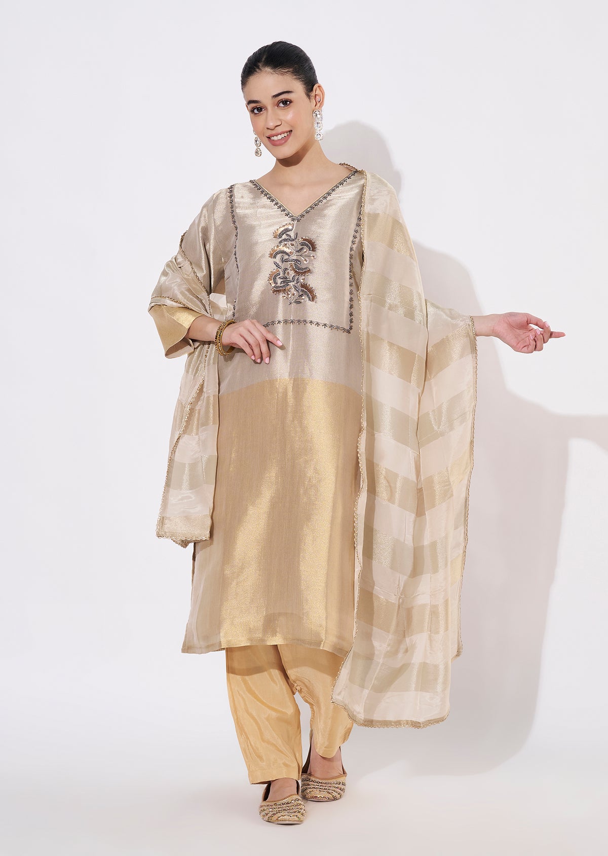Gold Tissue Straight cut suit