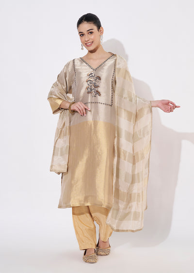 Gold Tissue Straight cut suit