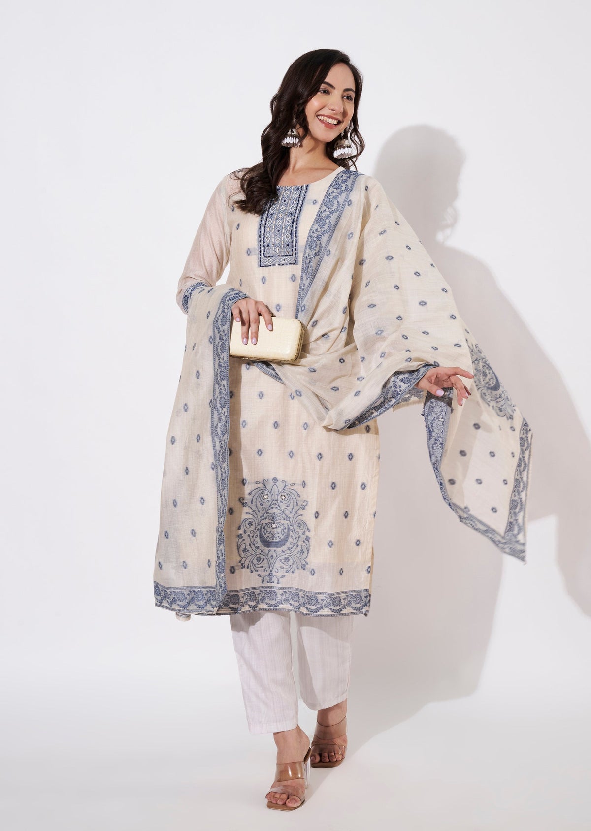 Fawn Chanderi Straight cut suit