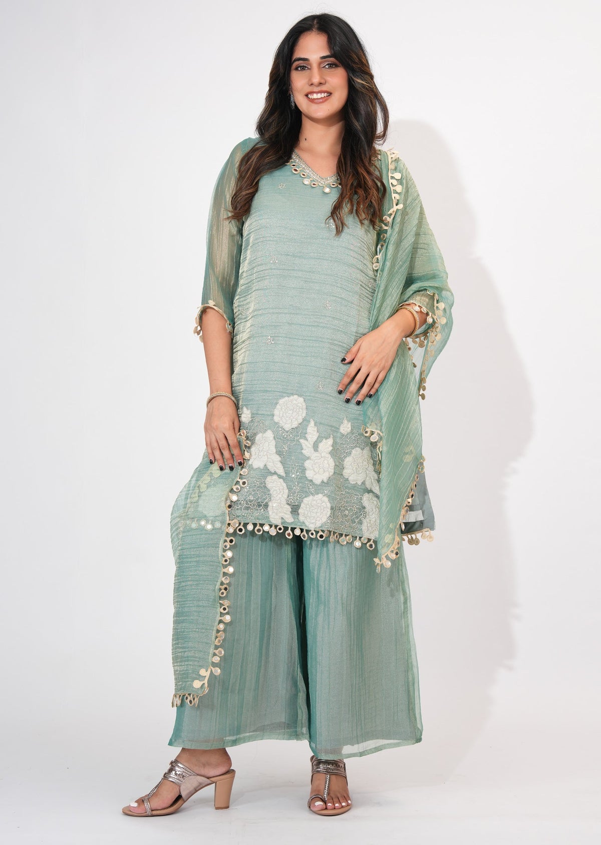 Dusty Green Salsa Sharara Set