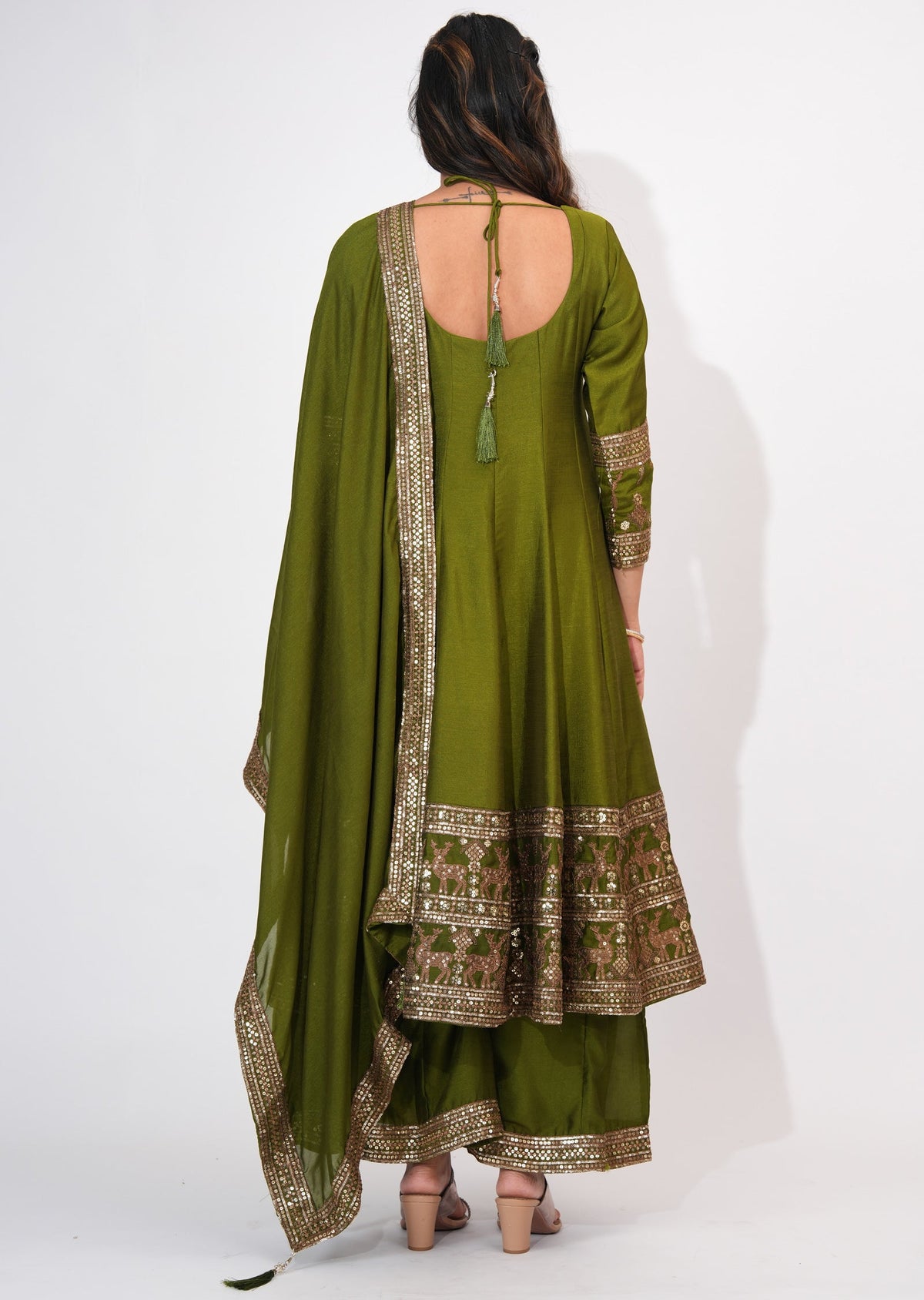 Mehndi Green Silk Anarkali Suit