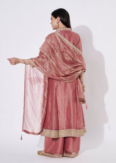 Onion Pink Tissue Anarkali Suit