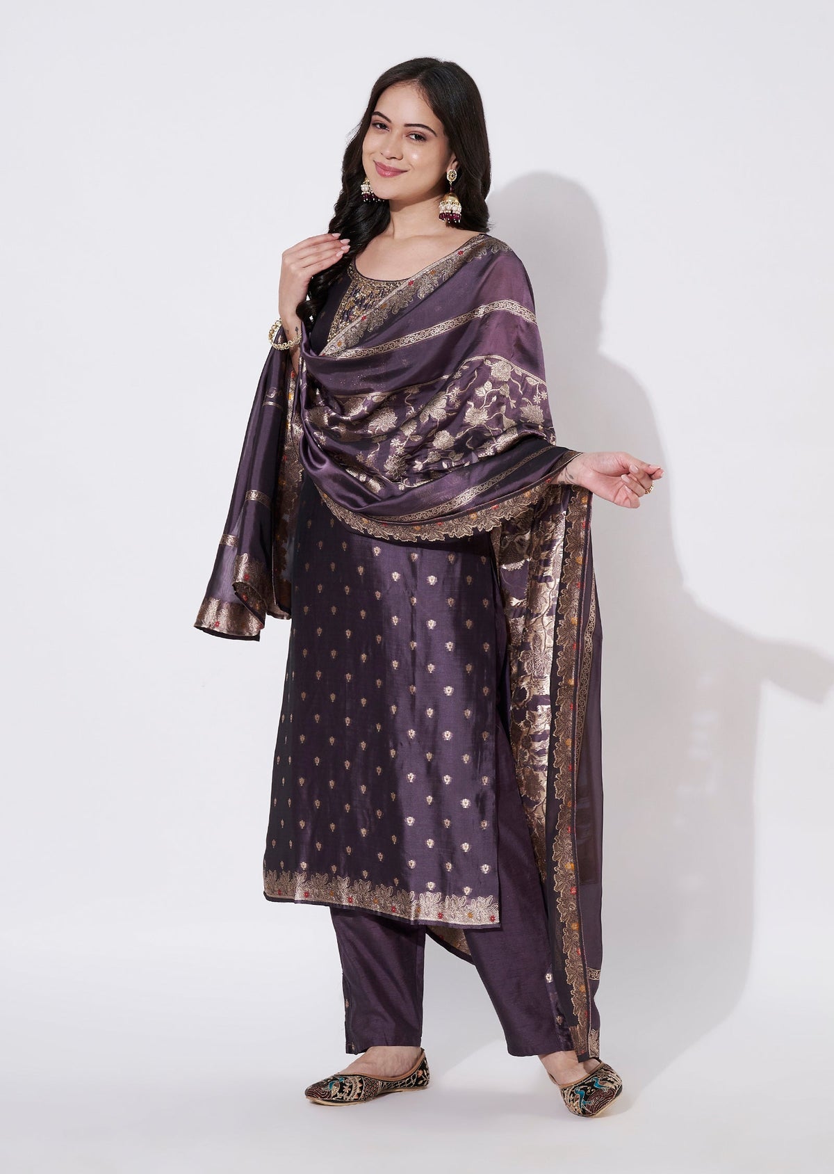 Mauve Silk Straight cut suit