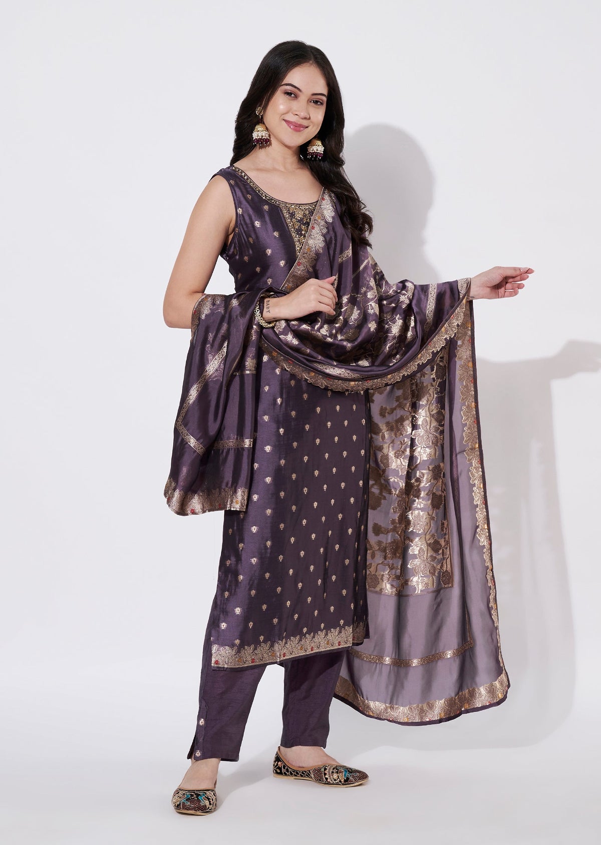 Mauve Silk Straight cut suit