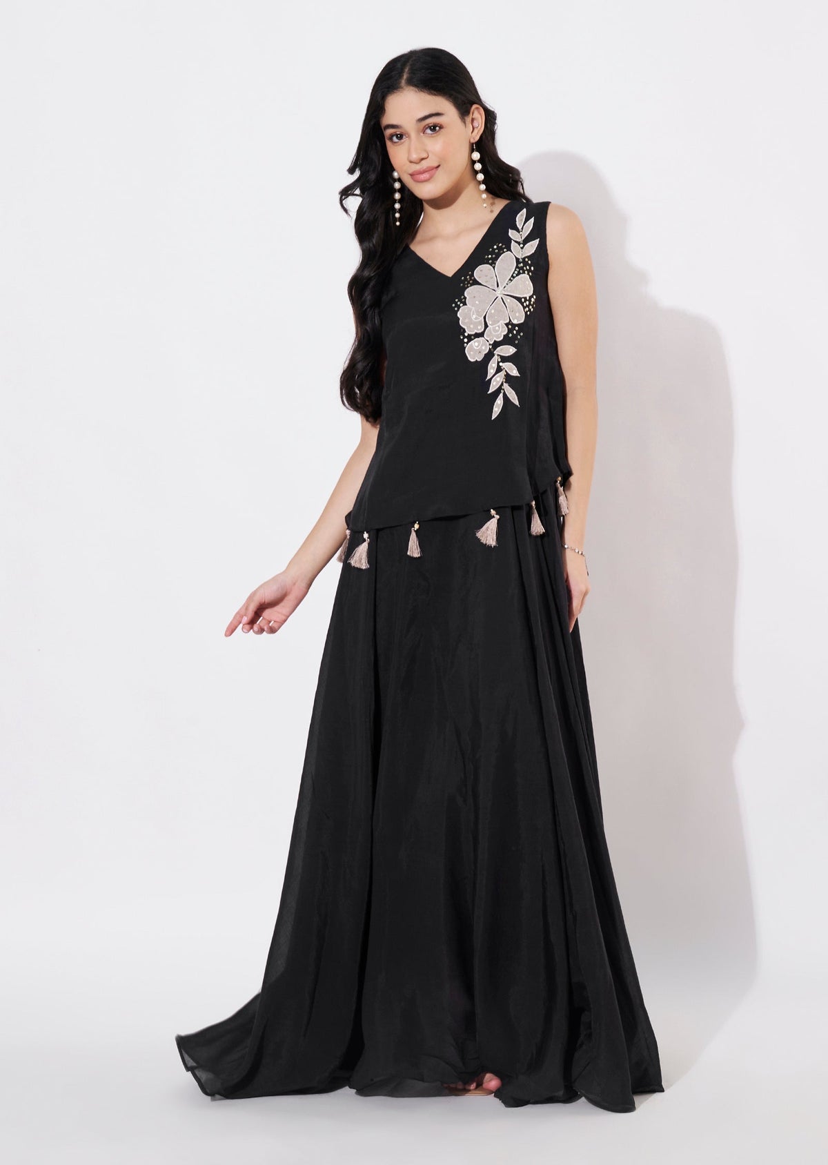 Black Mul Chanderi Long Kurti