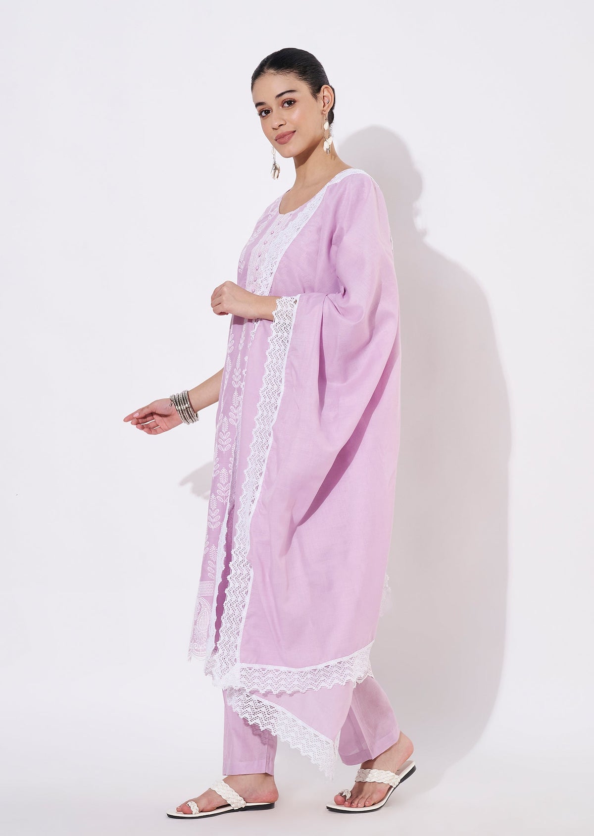 Lavender Cotton Straight cut suit