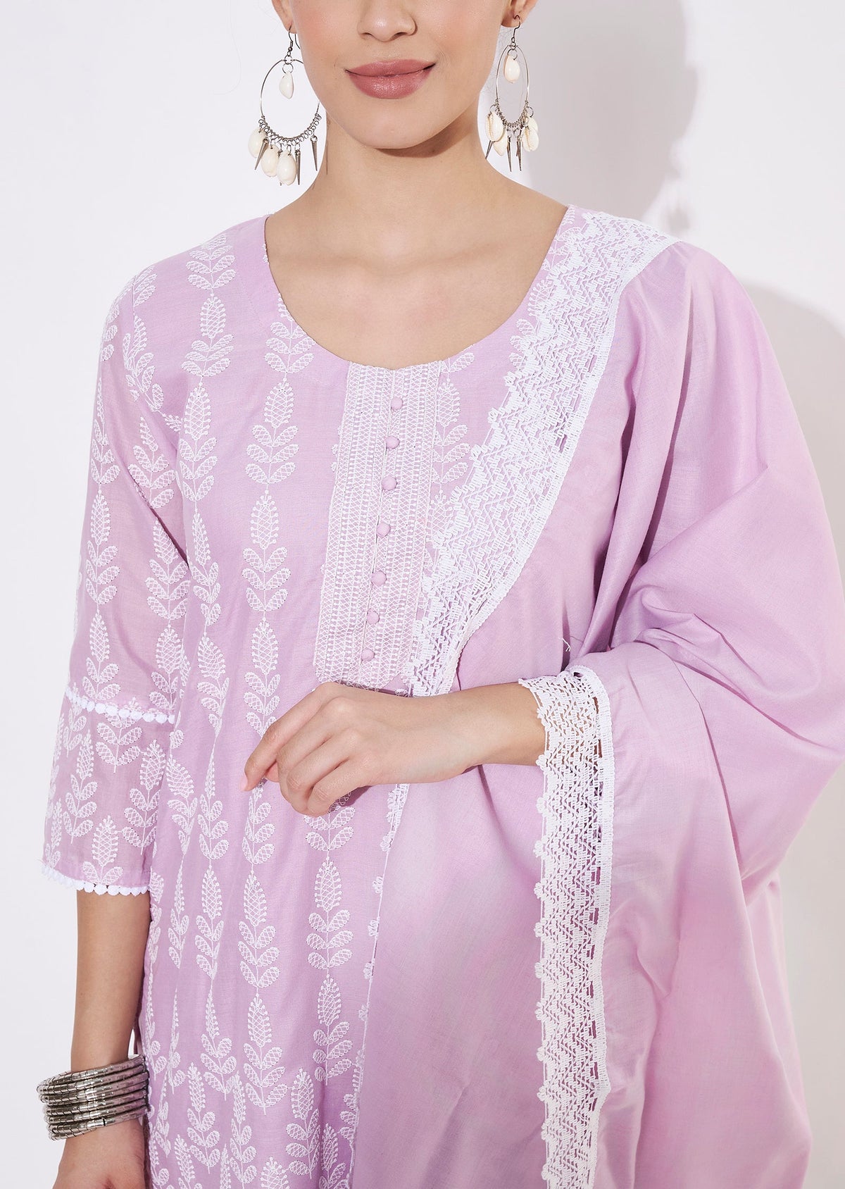 Lavender Cotton Straight cut suit