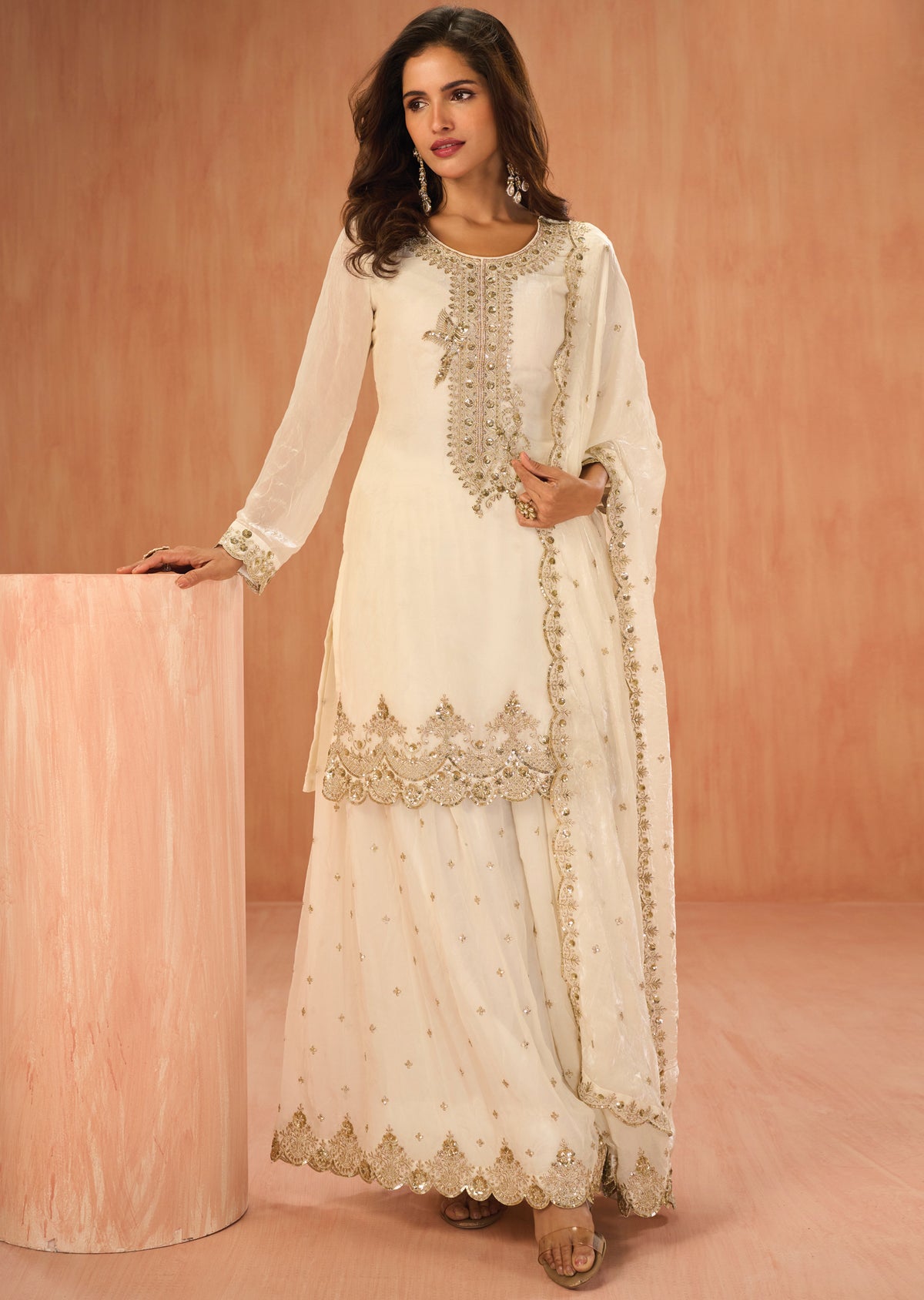 Cream Sharara Set