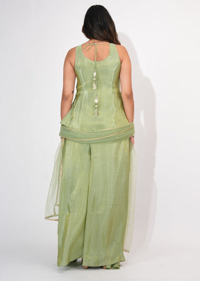 Dusty Green Tissue Sharara Set