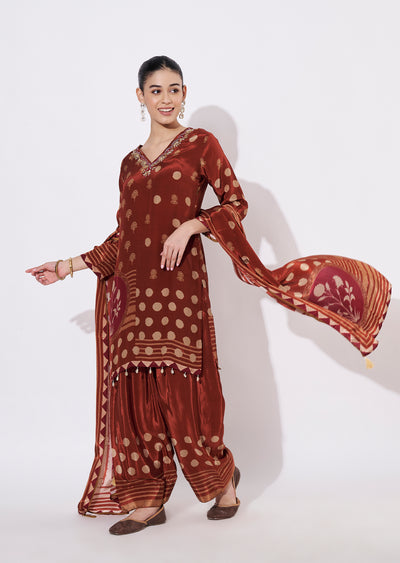 Rust Crepe Straight cut suit
