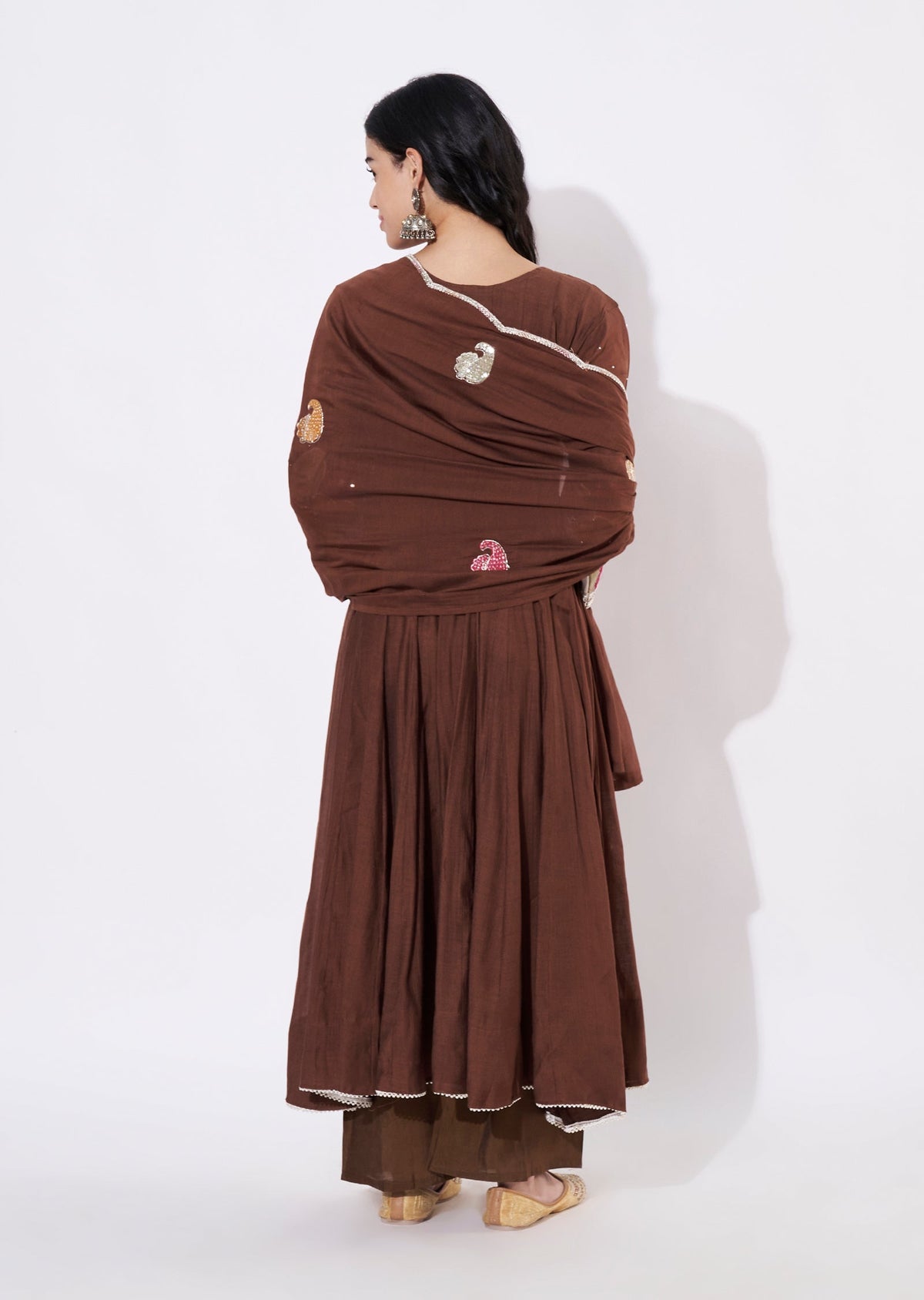 Brown Gold Anarkali Suit