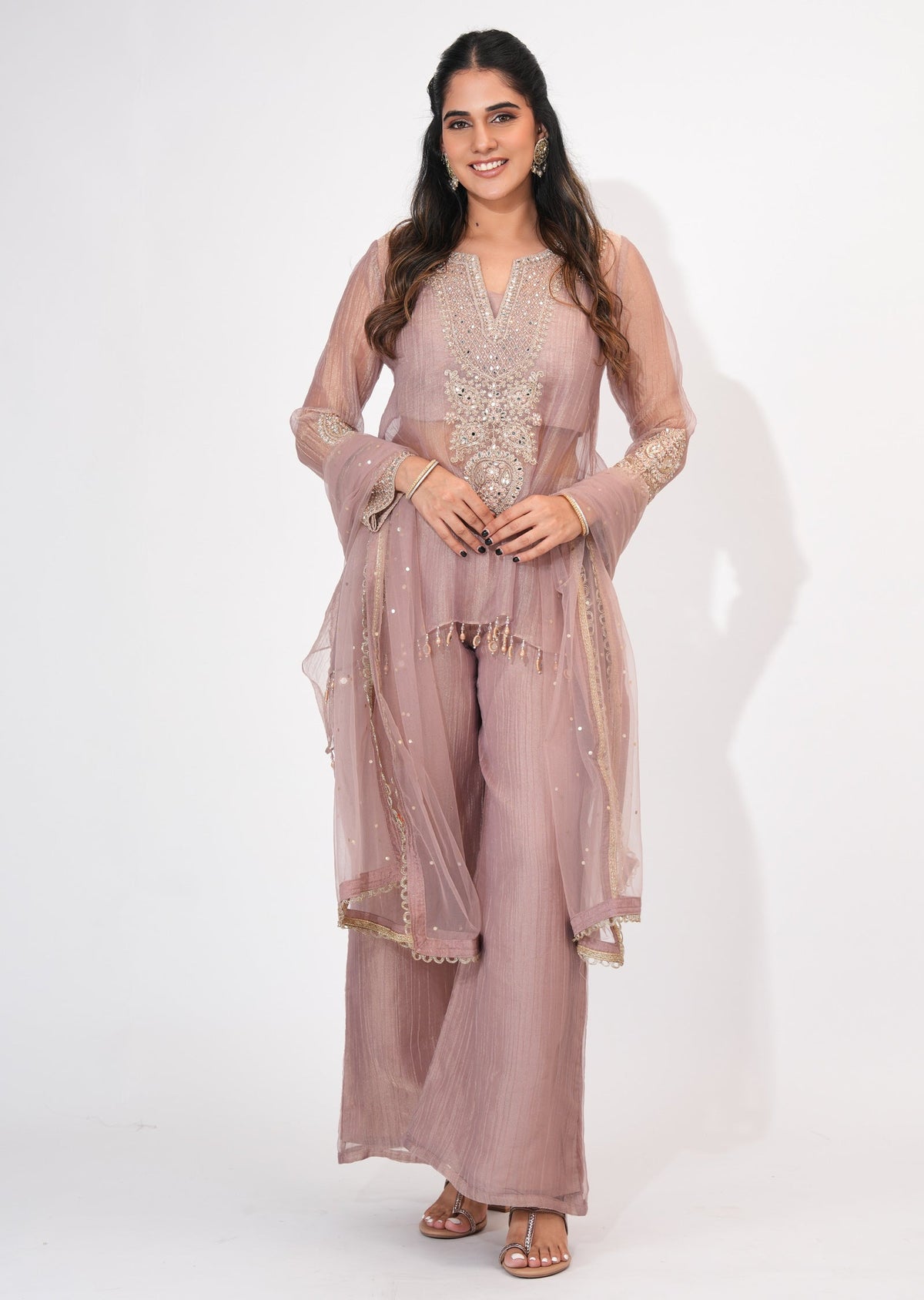 Onion Pink Salsa Sharara Set