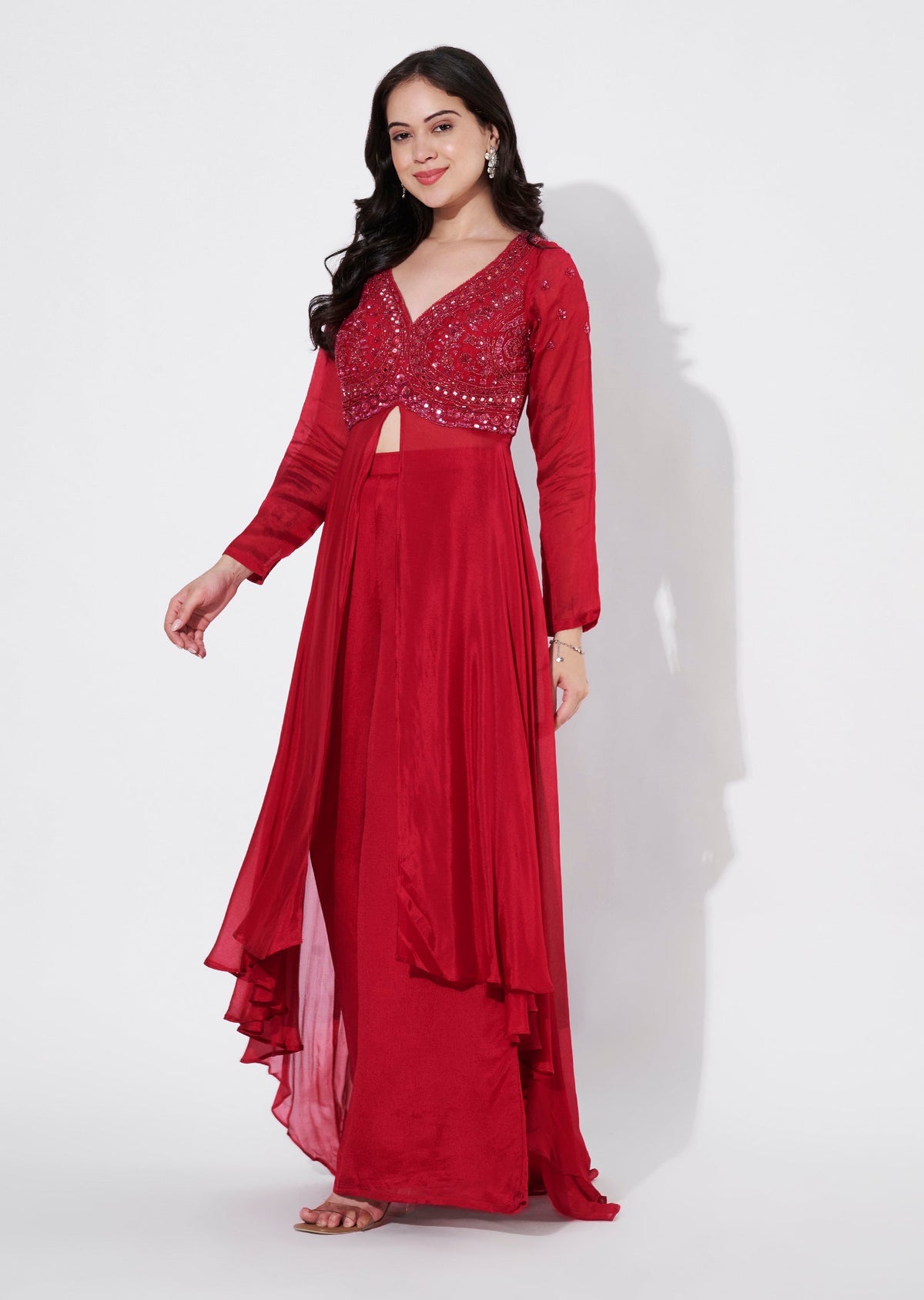 Pink Chinnon Anarkali Suit