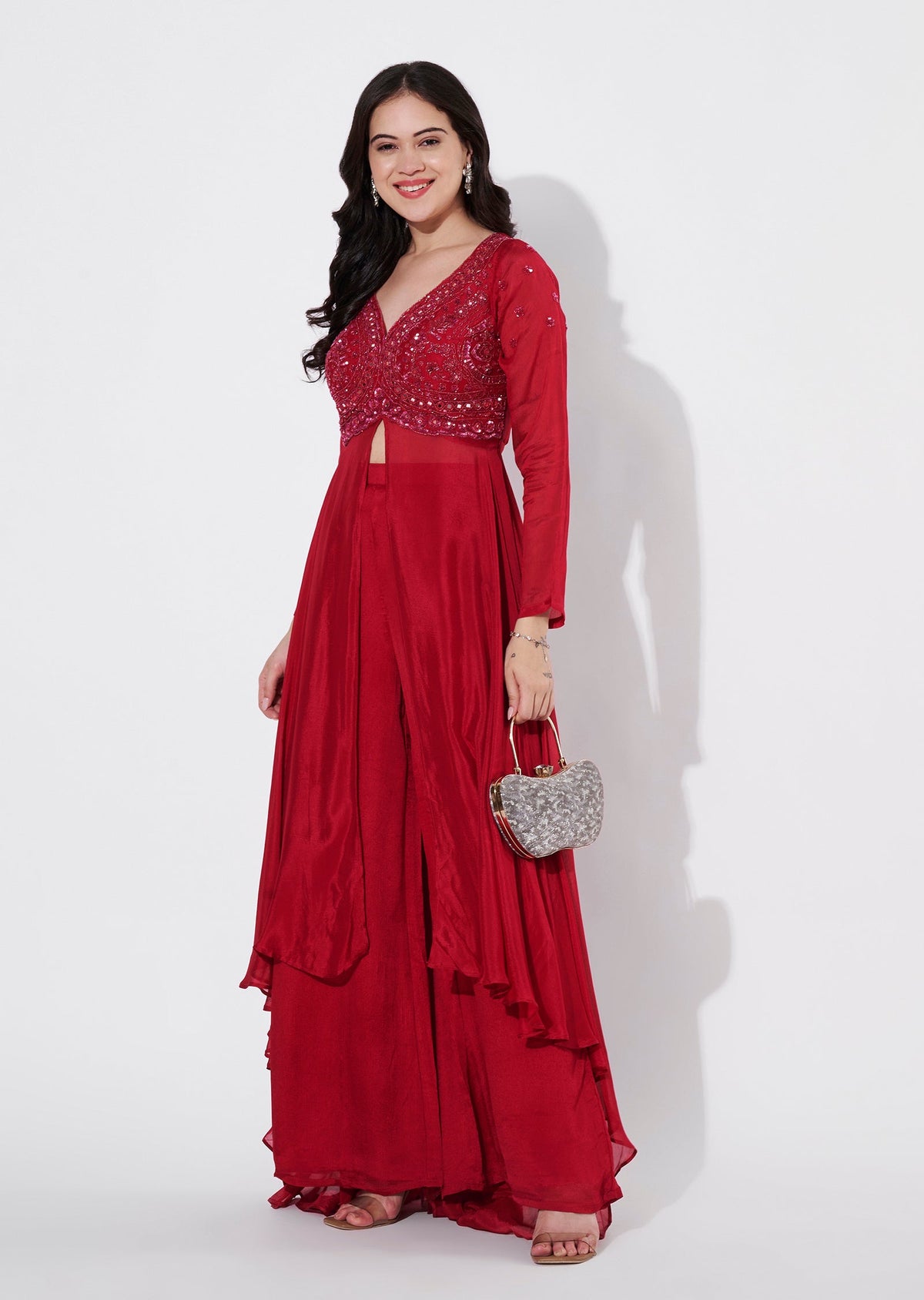 Pink Chinnon Anarkali Suit