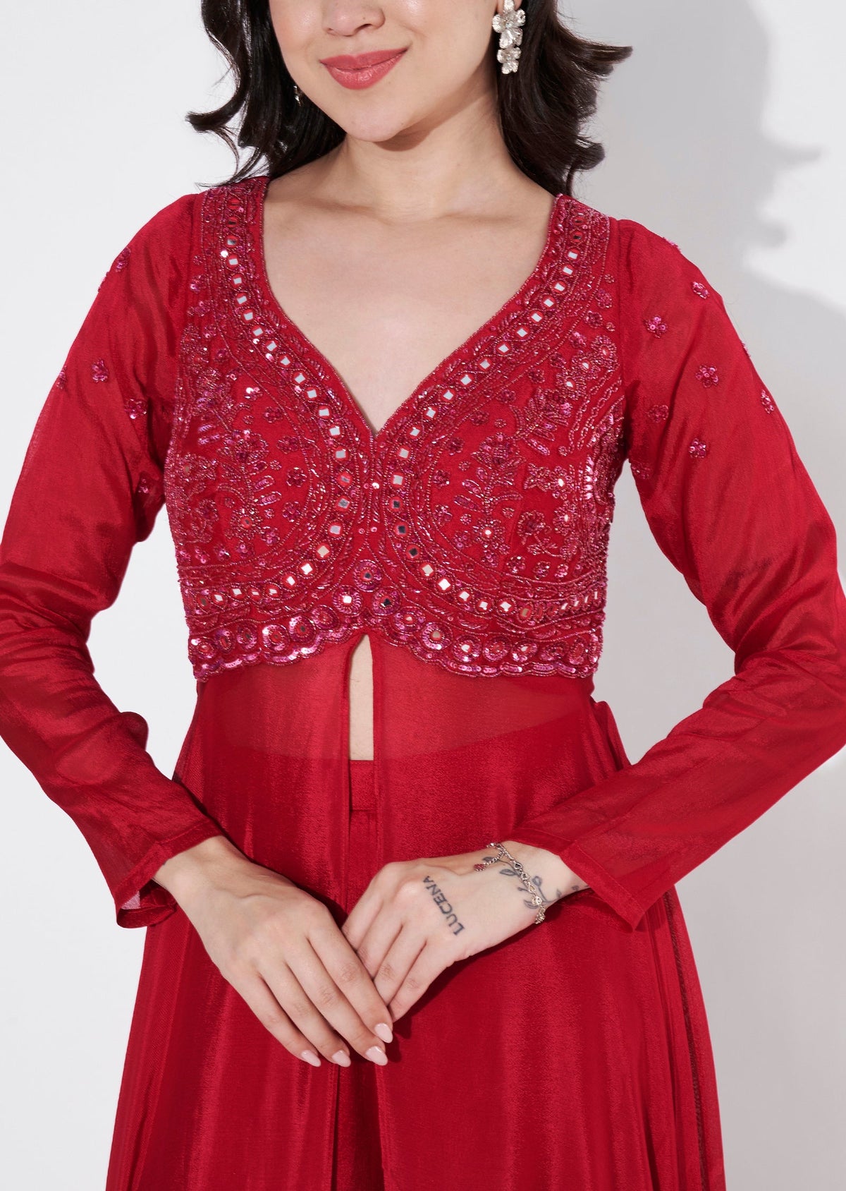 Pink Chinnon Anarkali Suit