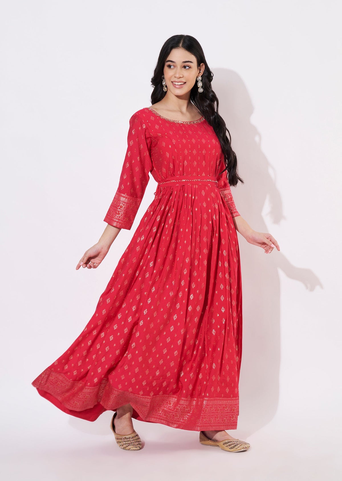 Rani Pink Gold Long Kurti
