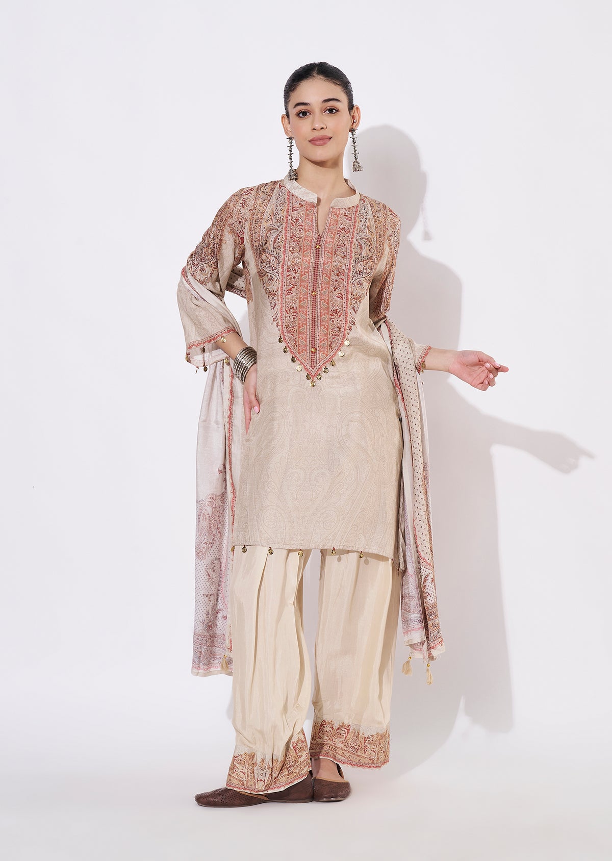 Fawn Muslin Straight cut suit