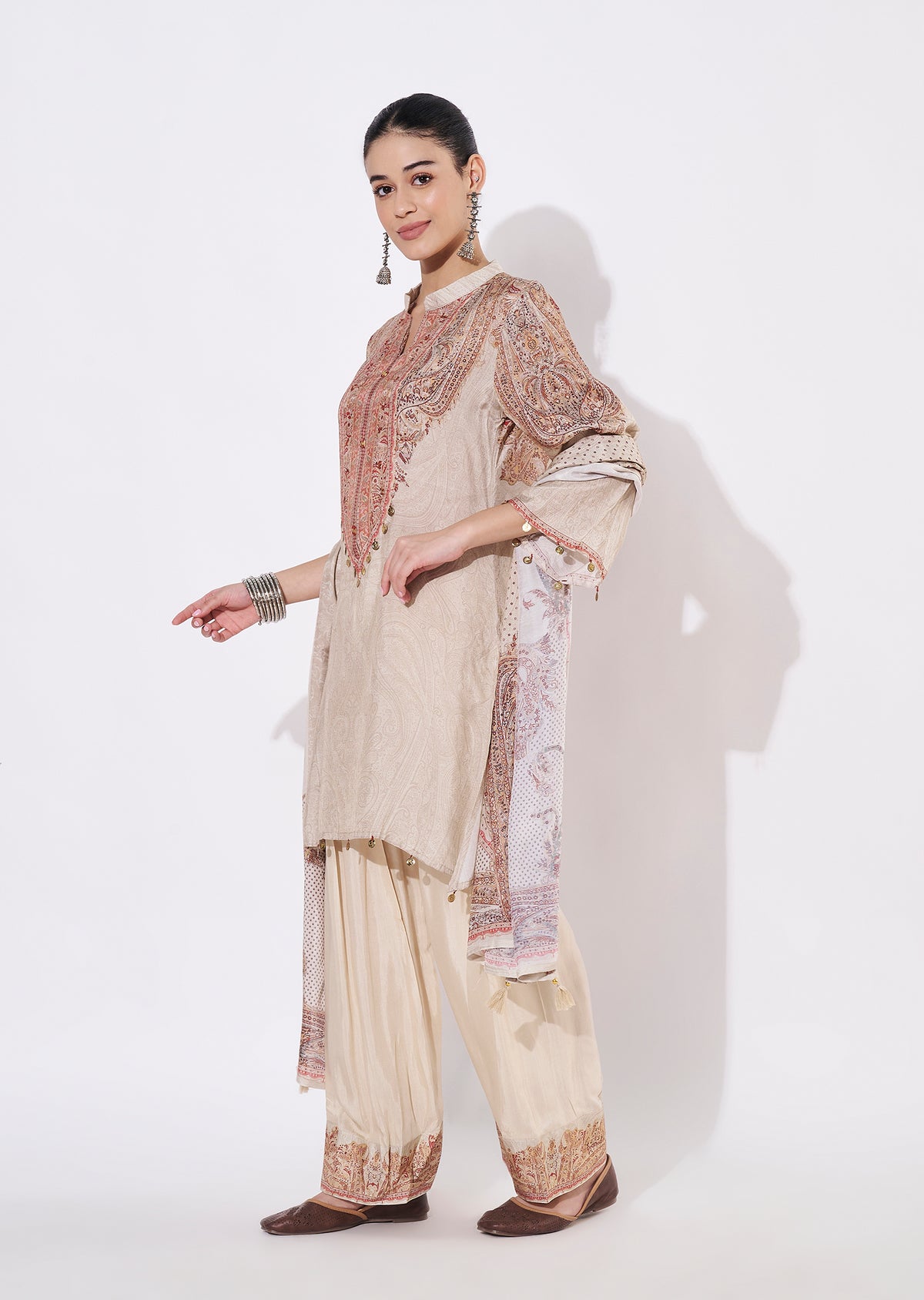 Fawn Muslin Straight cut suit