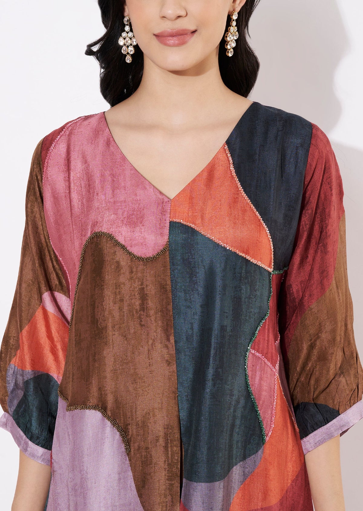 Multi Dola Silk Frock style kurti