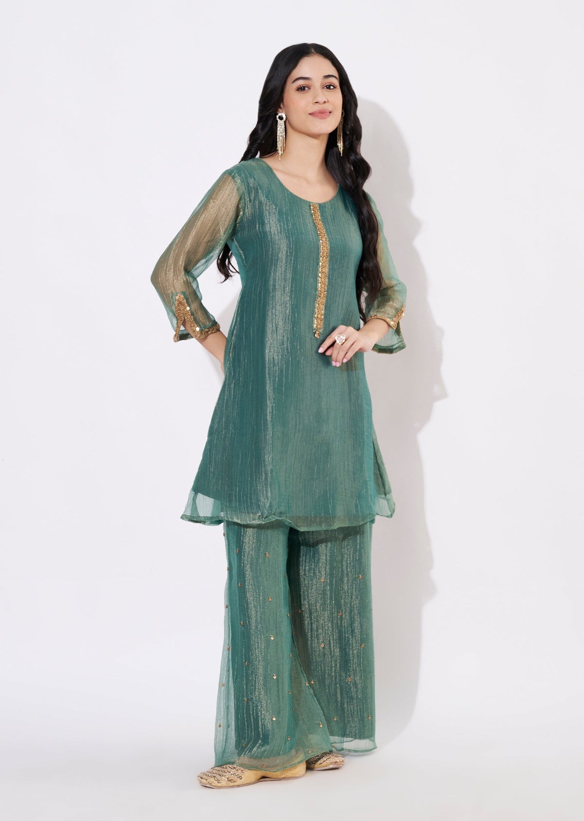 Green Salsa Fusion wear kurti