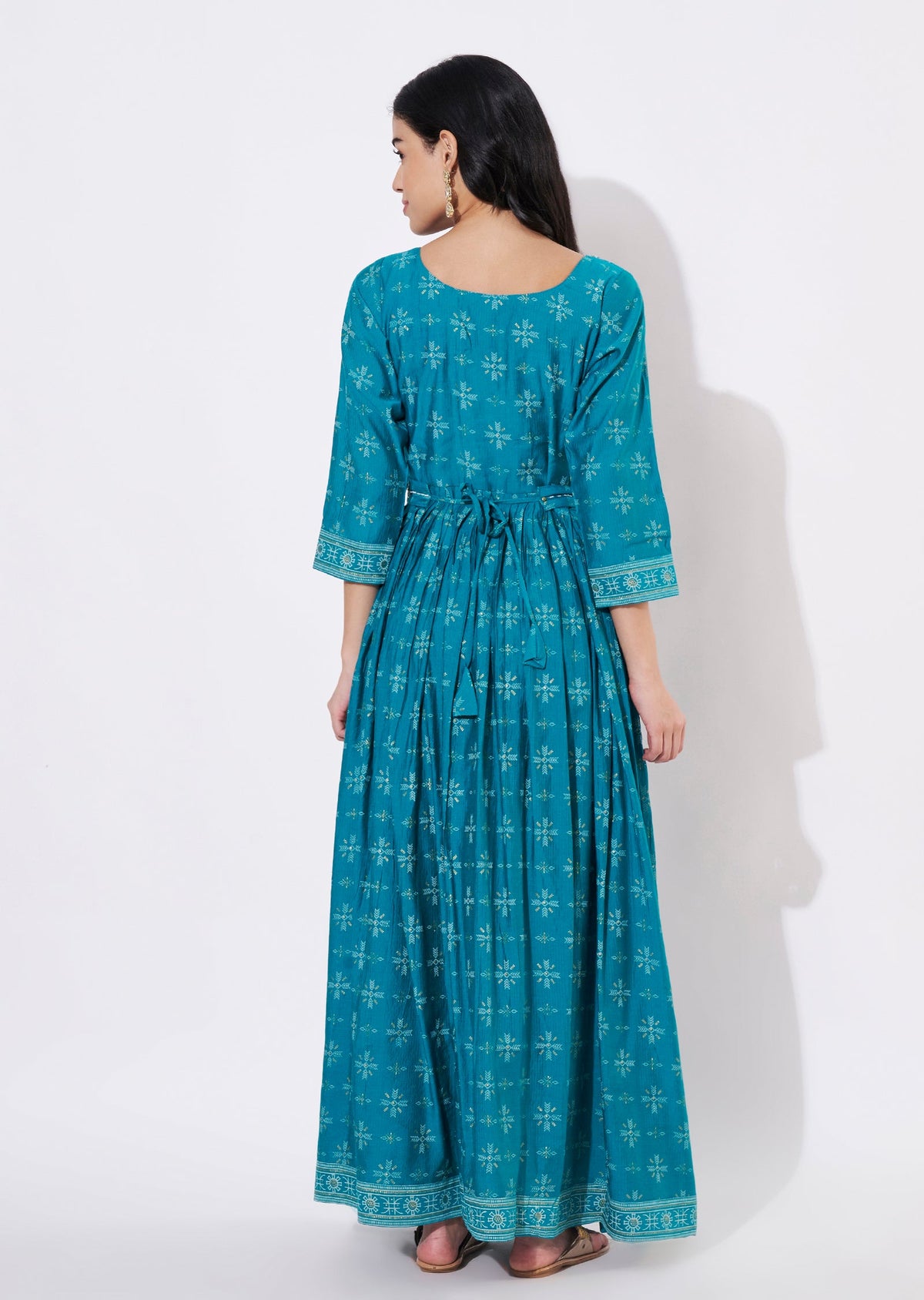 Rama Blue Gold Long Kurti