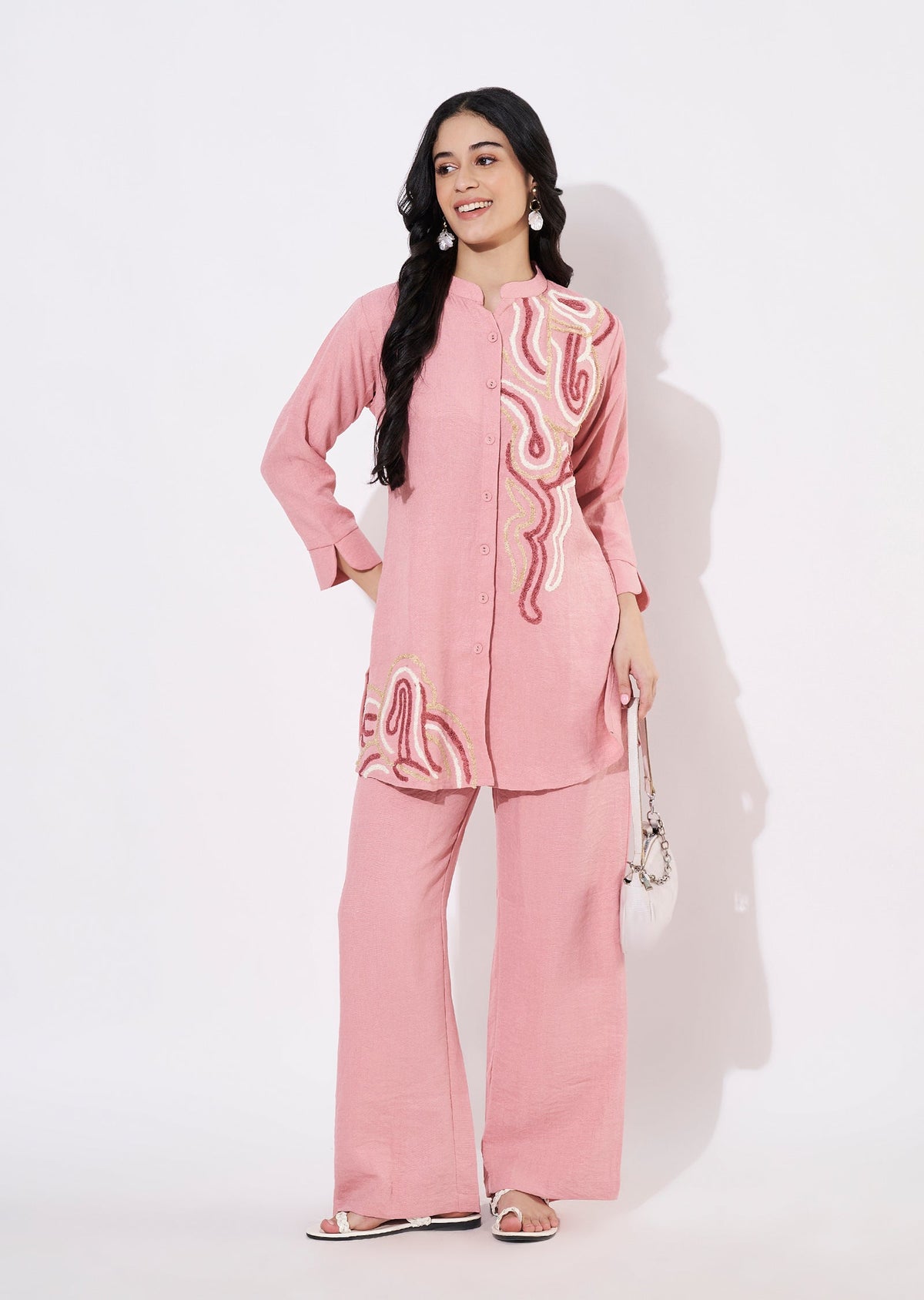 Peach Gold Fusion wear kurti