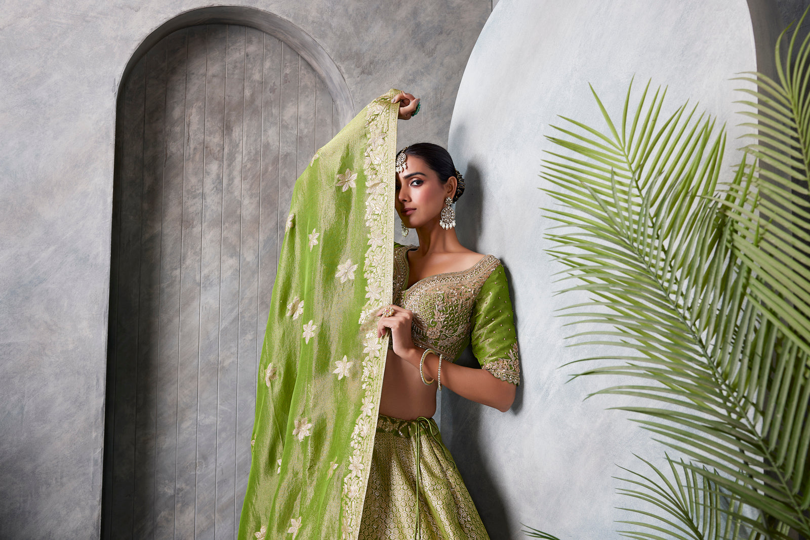 Green Banaras Lehenga Set