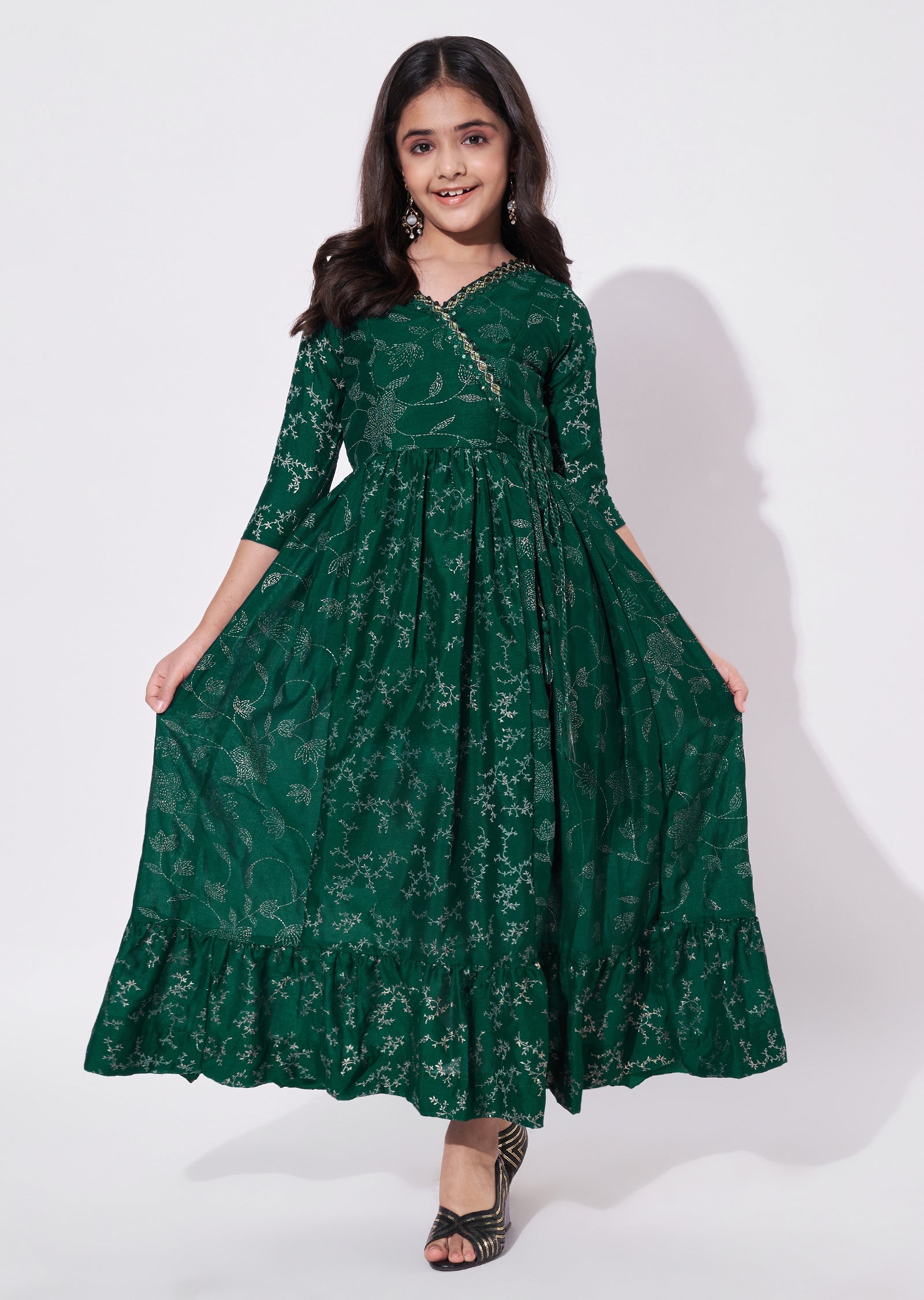 Green Georgette Ethnic Gown