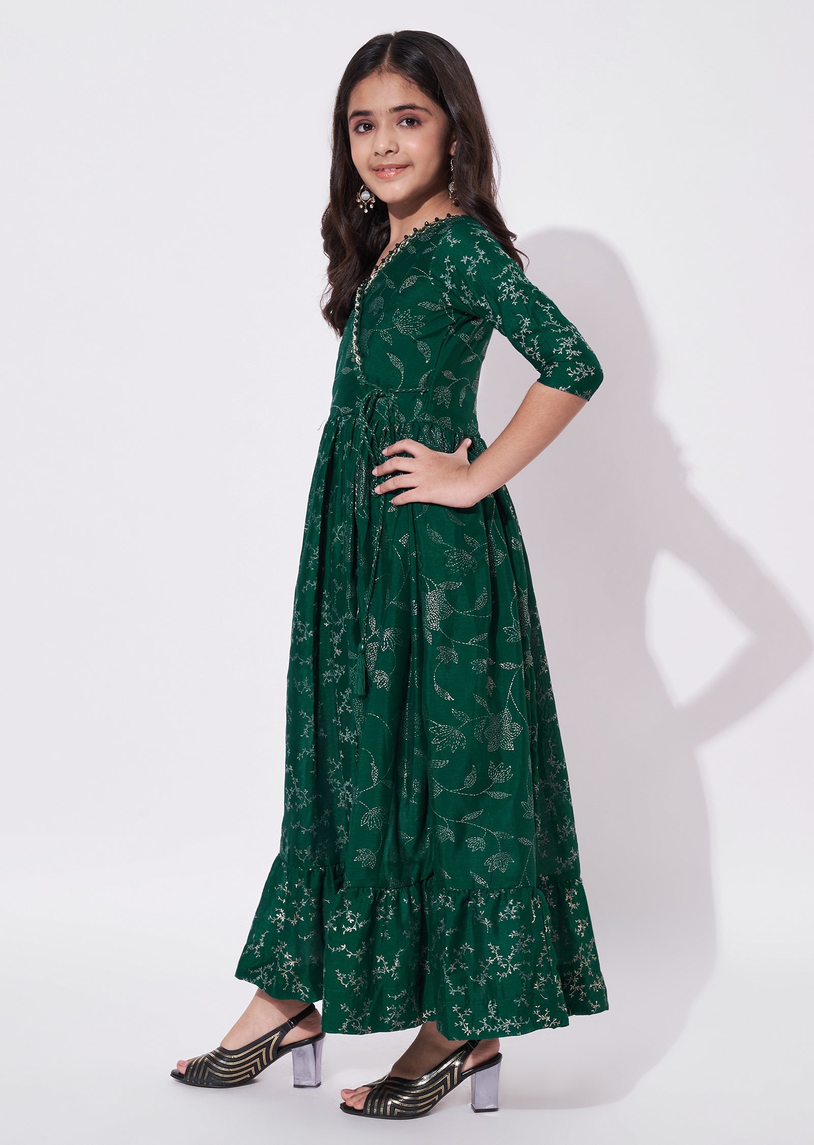 Green Georgette Ethnic Gown