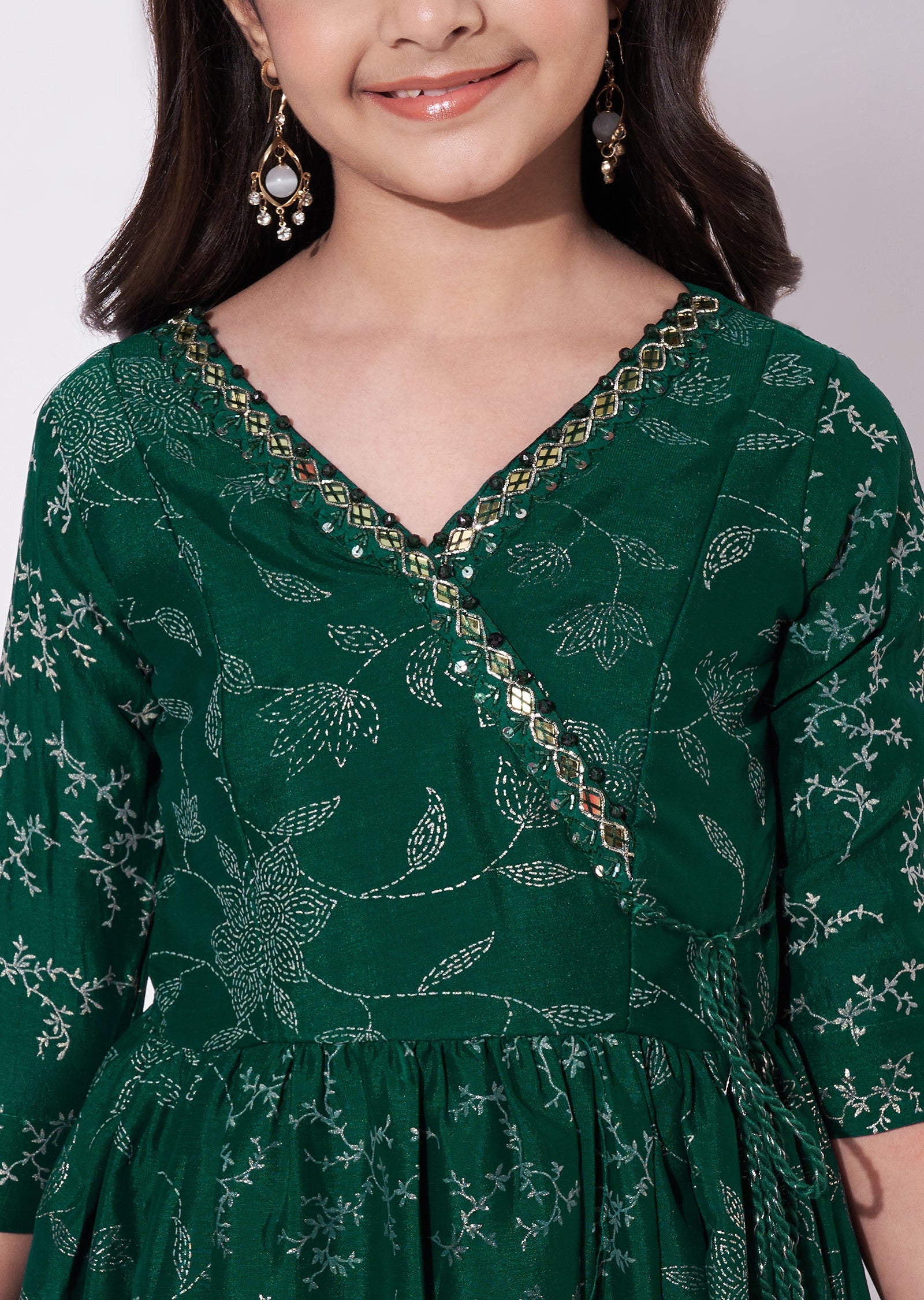 Green Georgette Ethnic Gown